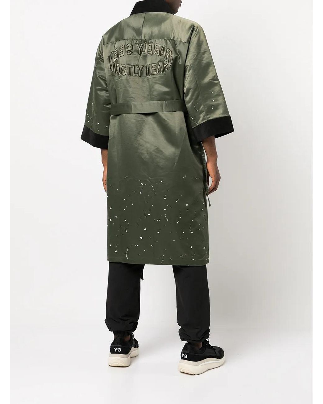 Mostly Heard Rarely Seen Green Kimono Robe Overcoat for men