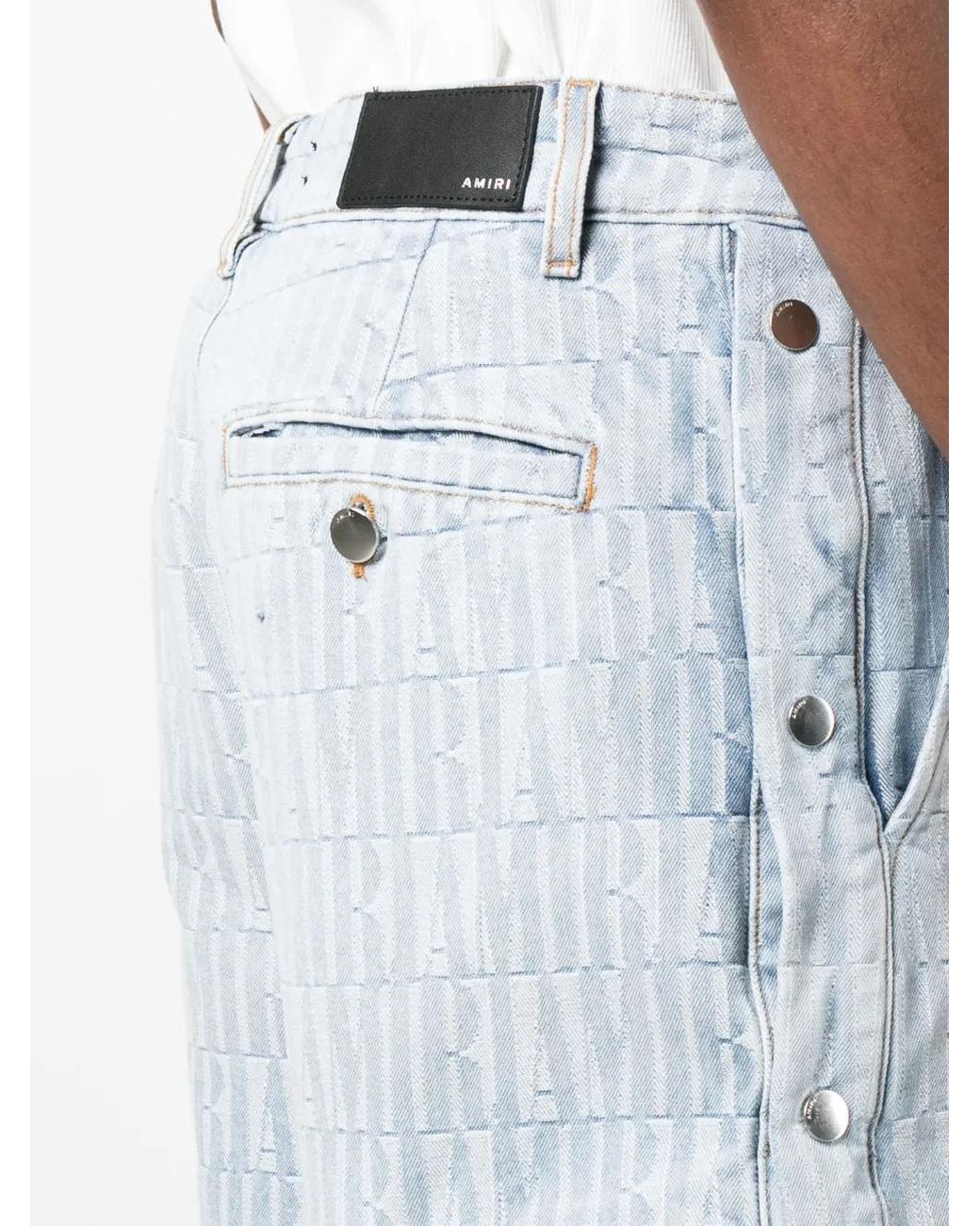 Amiri Blue Jacquard Snap-Off Denim Shorts for men