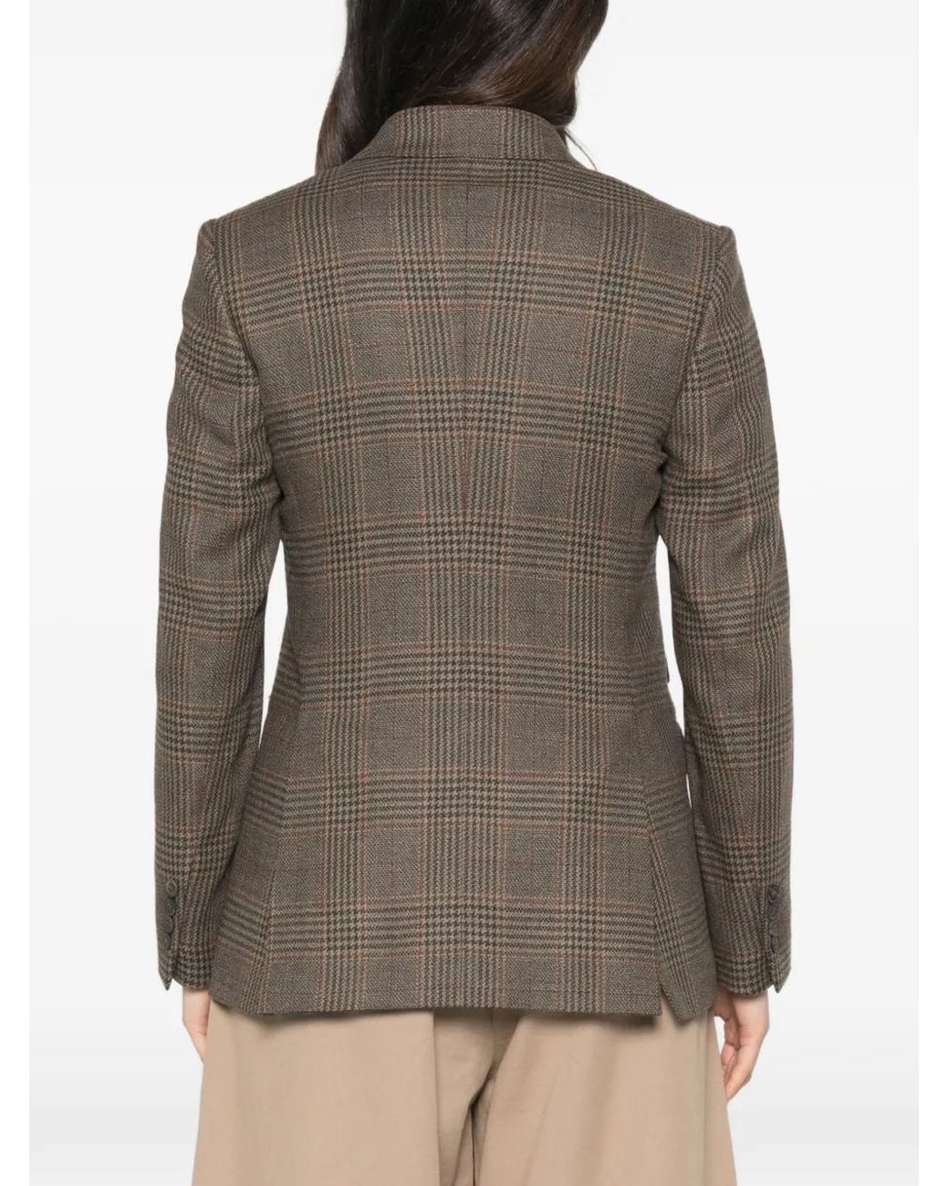 Max Mara Brown Blazer Croisé À Carreaux