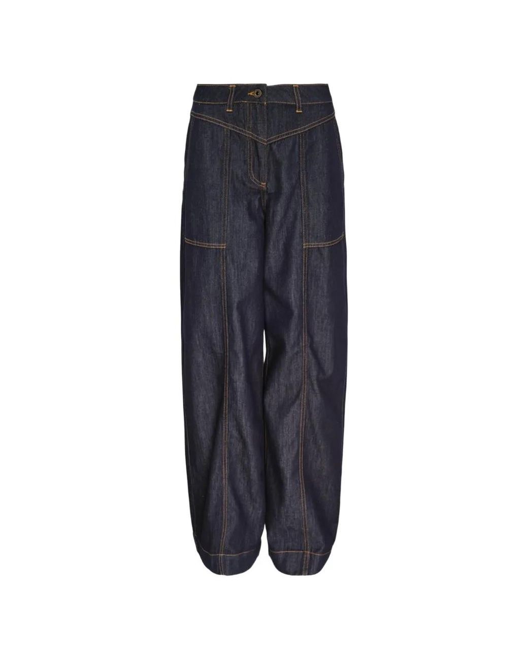 Self-Portrait Blue Contrast-Stitch Jeans