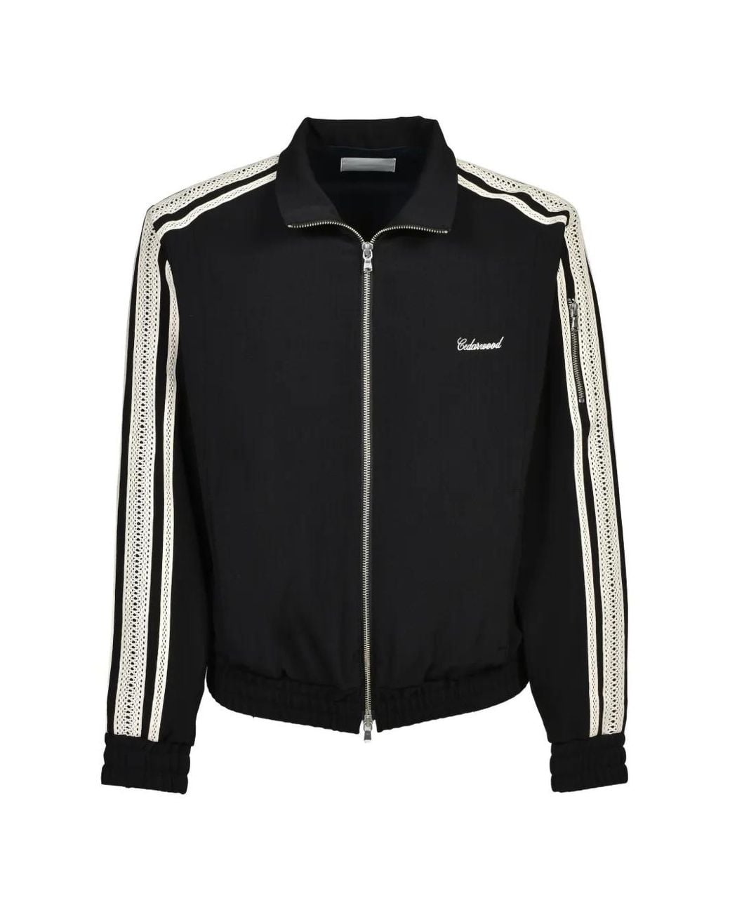 CEDARWOOD Black Crochet-Trim Jacket for men