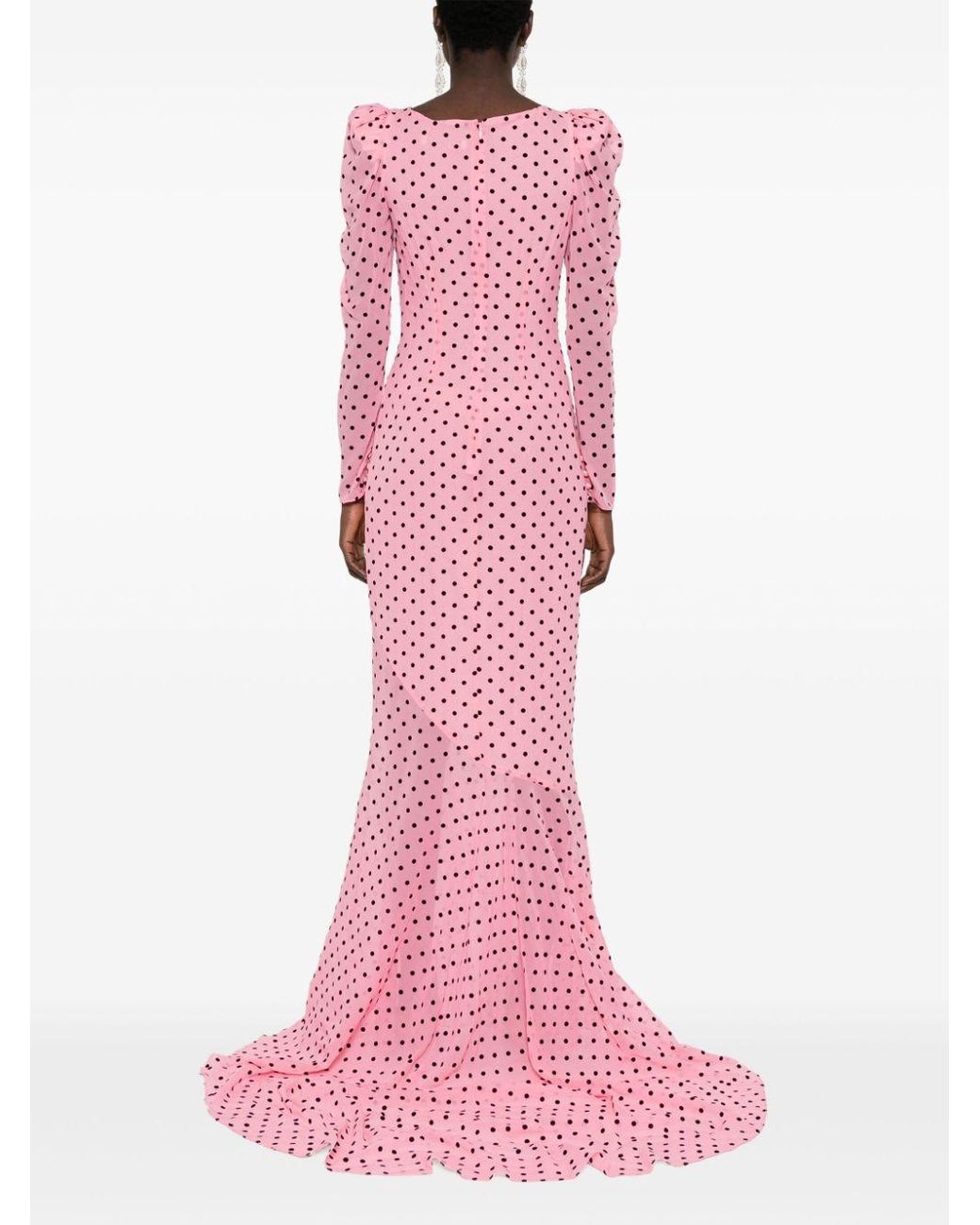 alessandra rich pink polka dot dress Alessandra Rich Polka Dot Embellished Silk Shirt Dress