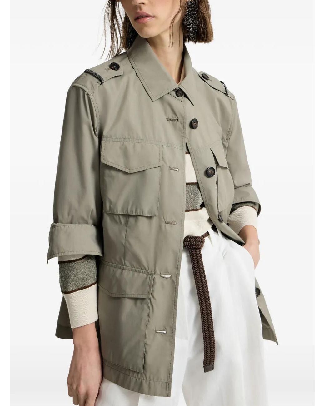 Chaqueta Con Bolsillos Con Solapa Brunello Cucinelli de color Gray
