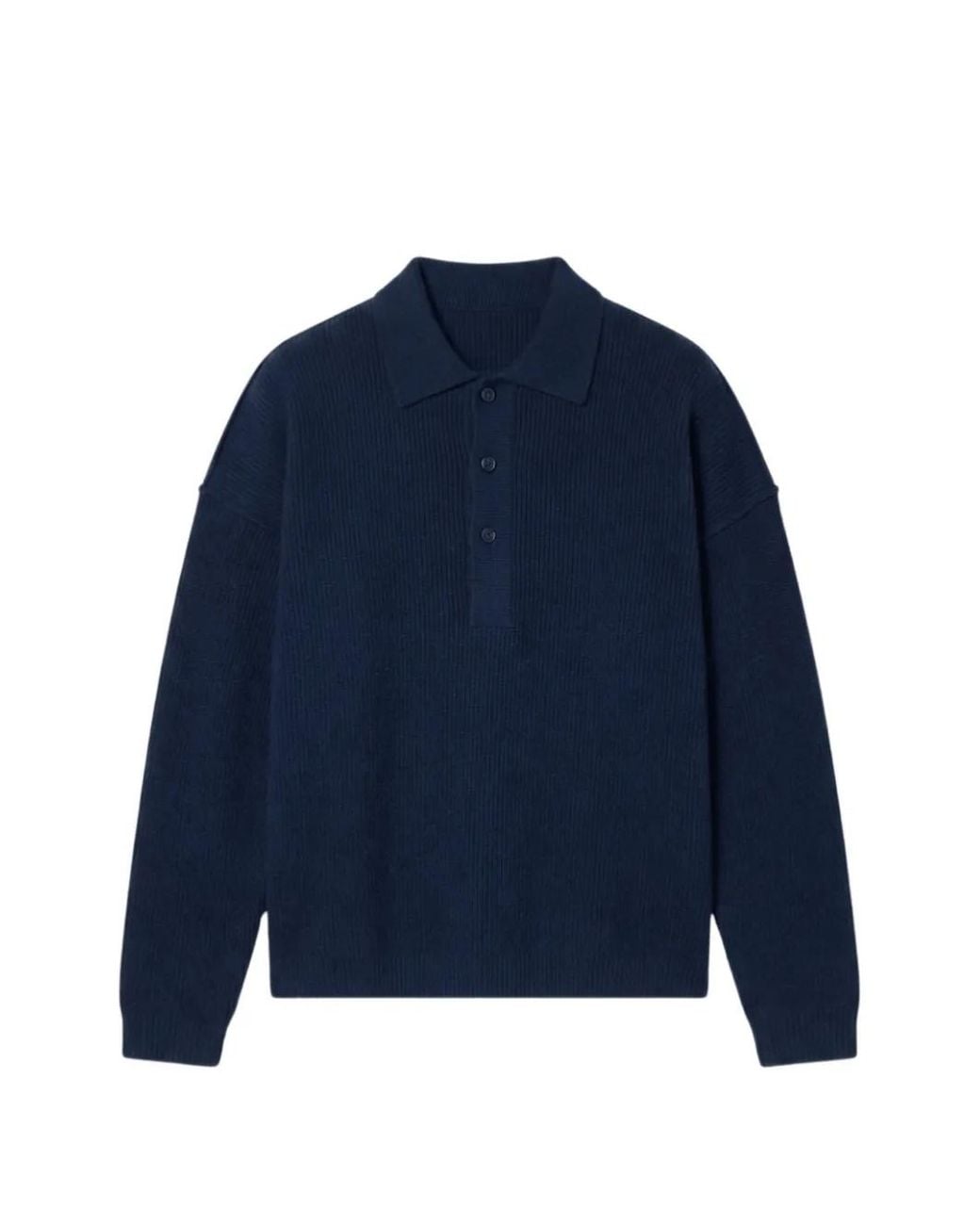 Roberto Collina Blue Ribbed-Knit Polo Sweater for men