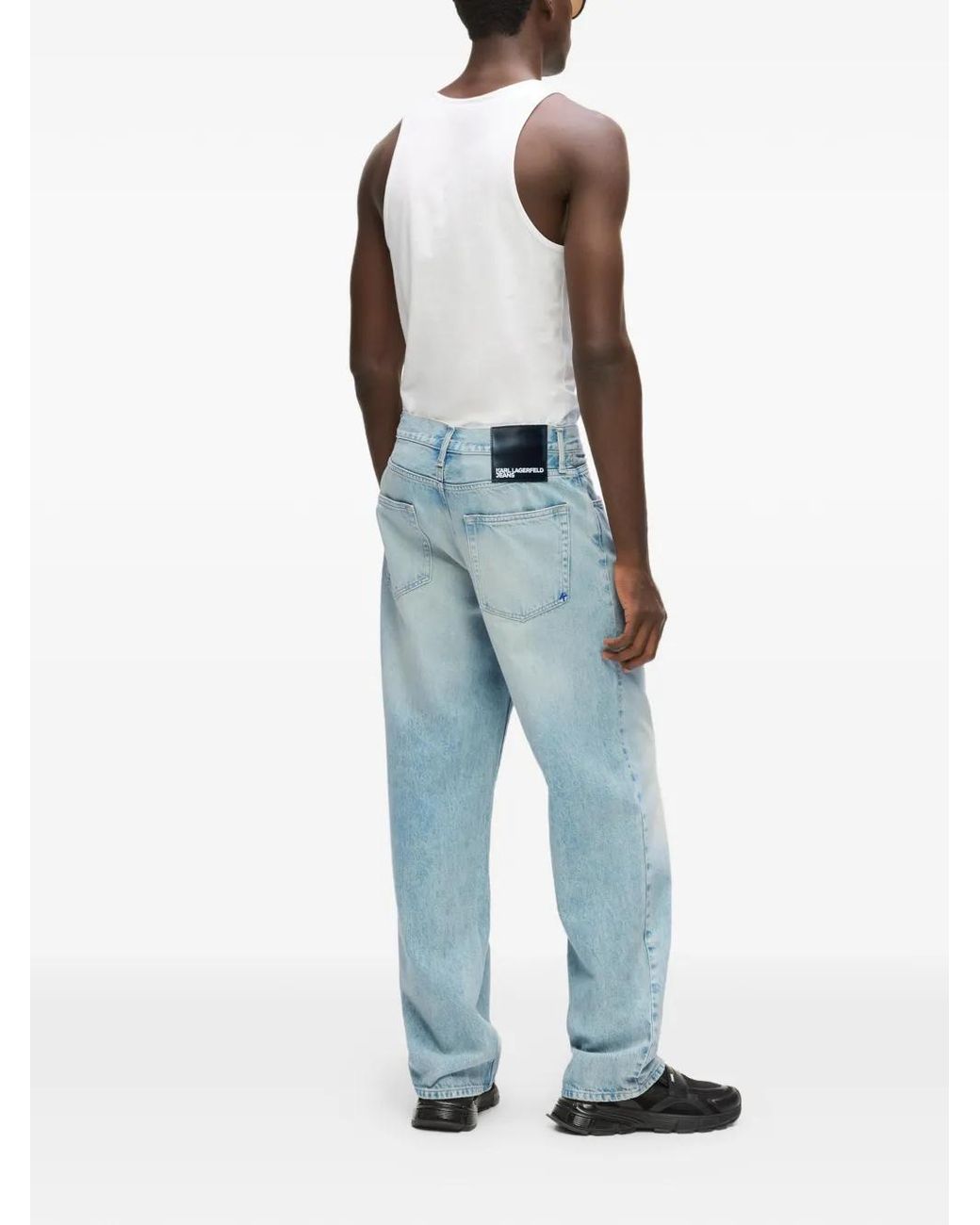 Karl Lagerfeld Blue Acid Wash Straight Jeans for men