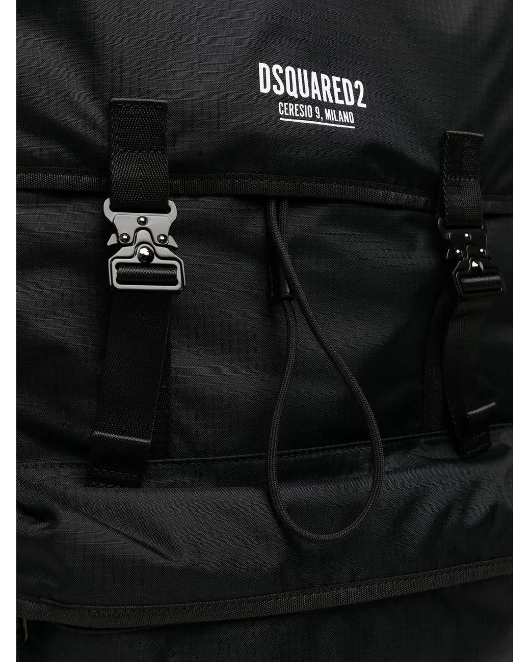 DSquared² Black Big Logo-Print Backpack for men