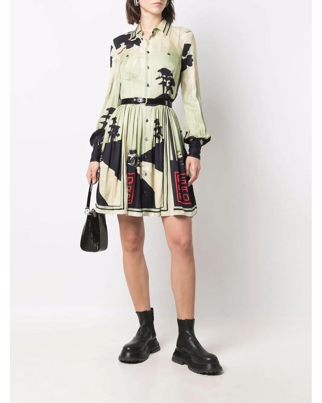 DSquared² White Graphic-Print Shirt Dress
