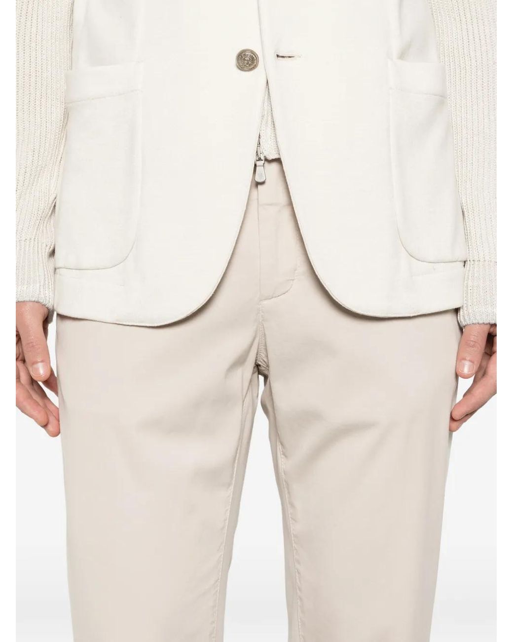 Eleventy White Welt-Pocket Trousers for men