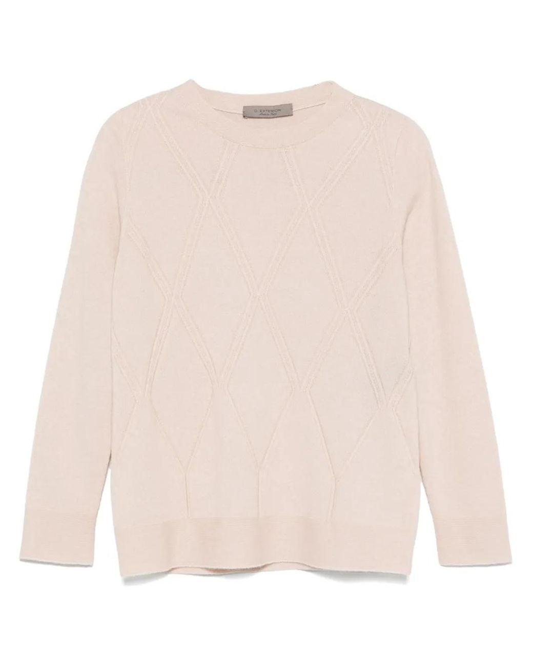 D.exterior Natural Argyle-Knit Sweater