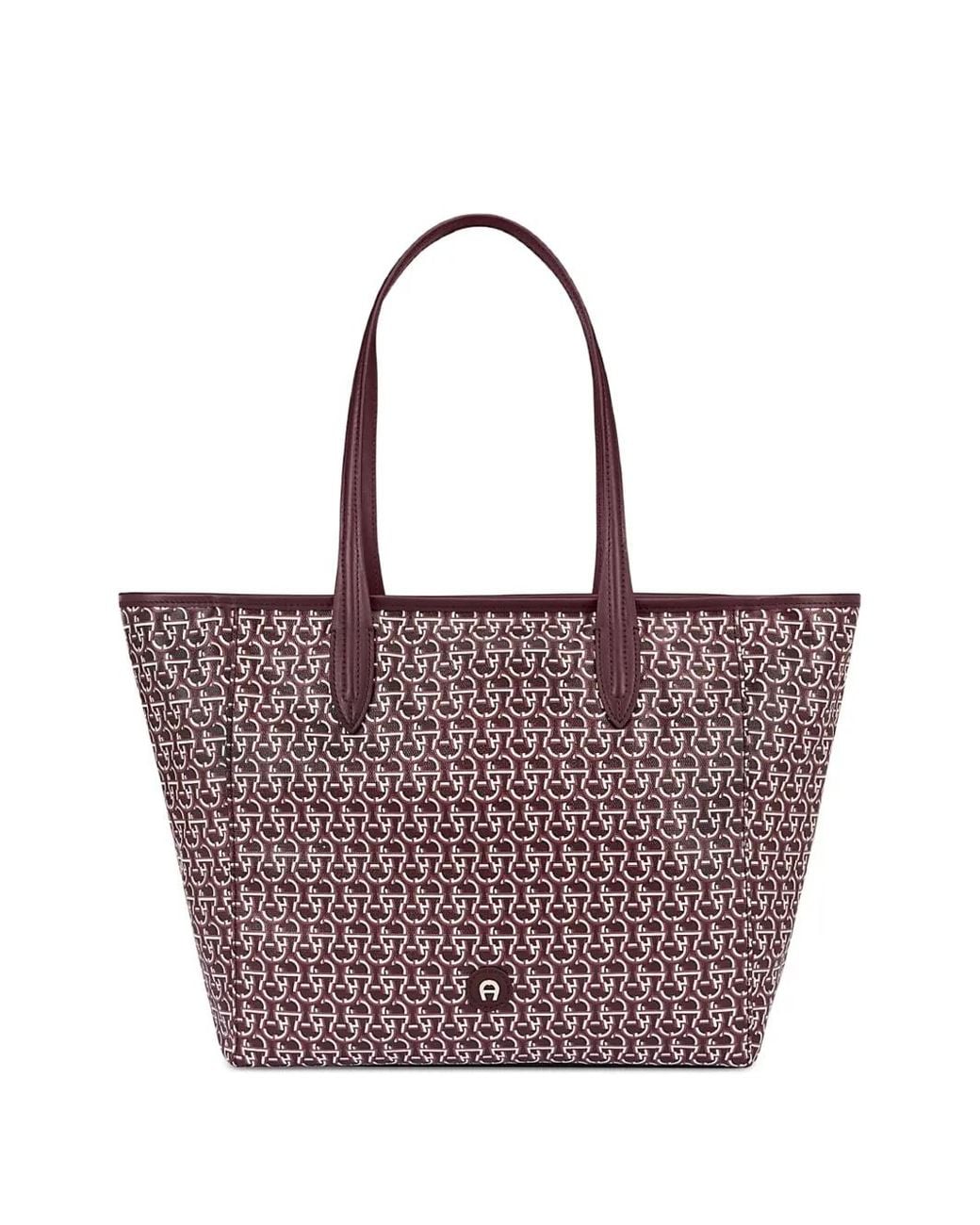 Aigner Purple Medium Logo-Print Portami Tote Bag
