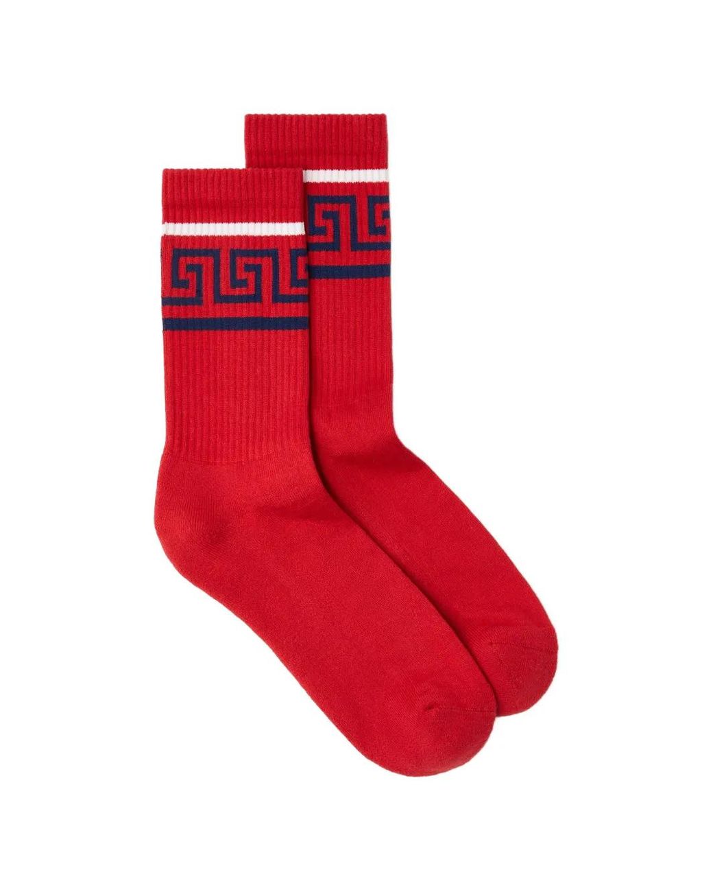 Versace Katoenen Geribbelde Sokken in het Red voor heren