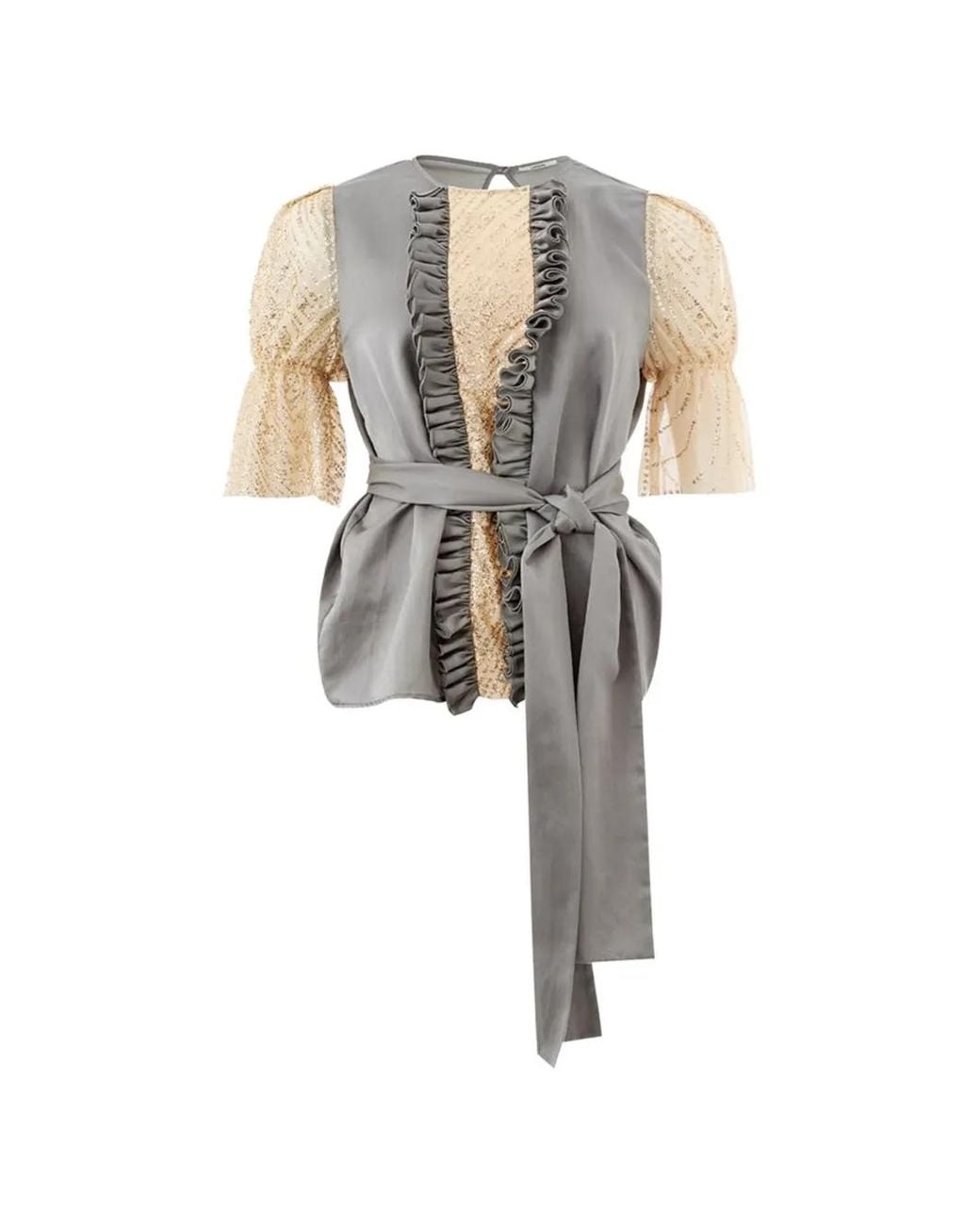 Lardini White Ruffled Blouse
