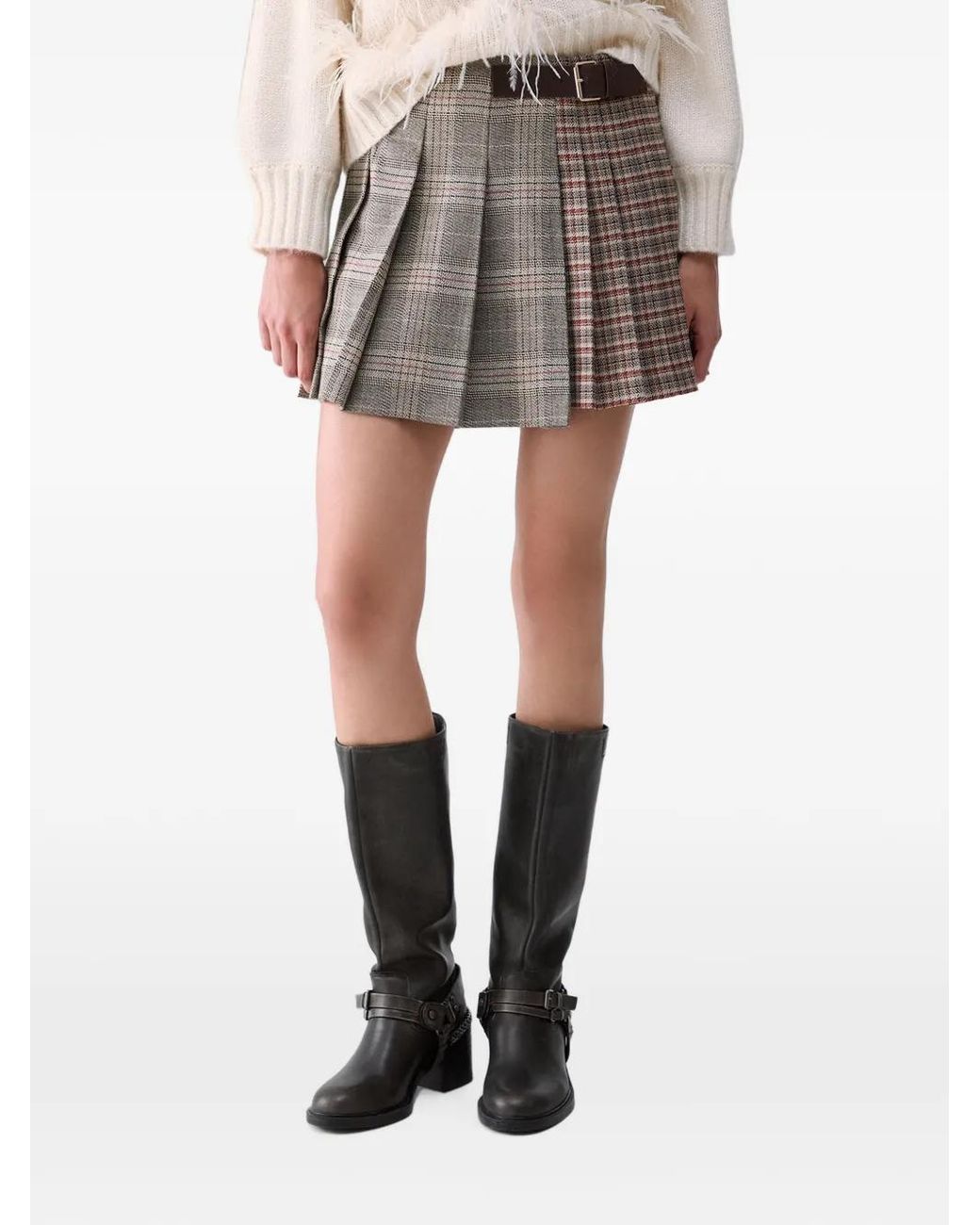 Liu Jo Gray Pleated Miniskirt