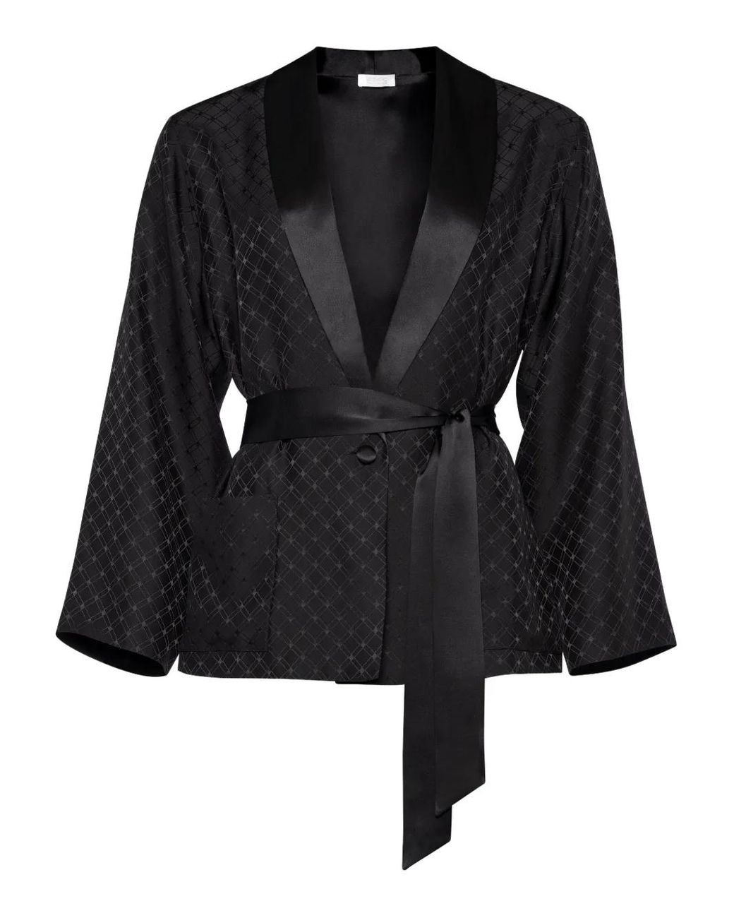 Eres Black Velours Geometric-Pattern Lounge Cardigan