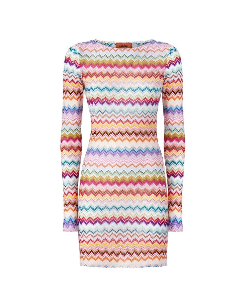 Missoni White Robe Courte Zigzag Pixelisée