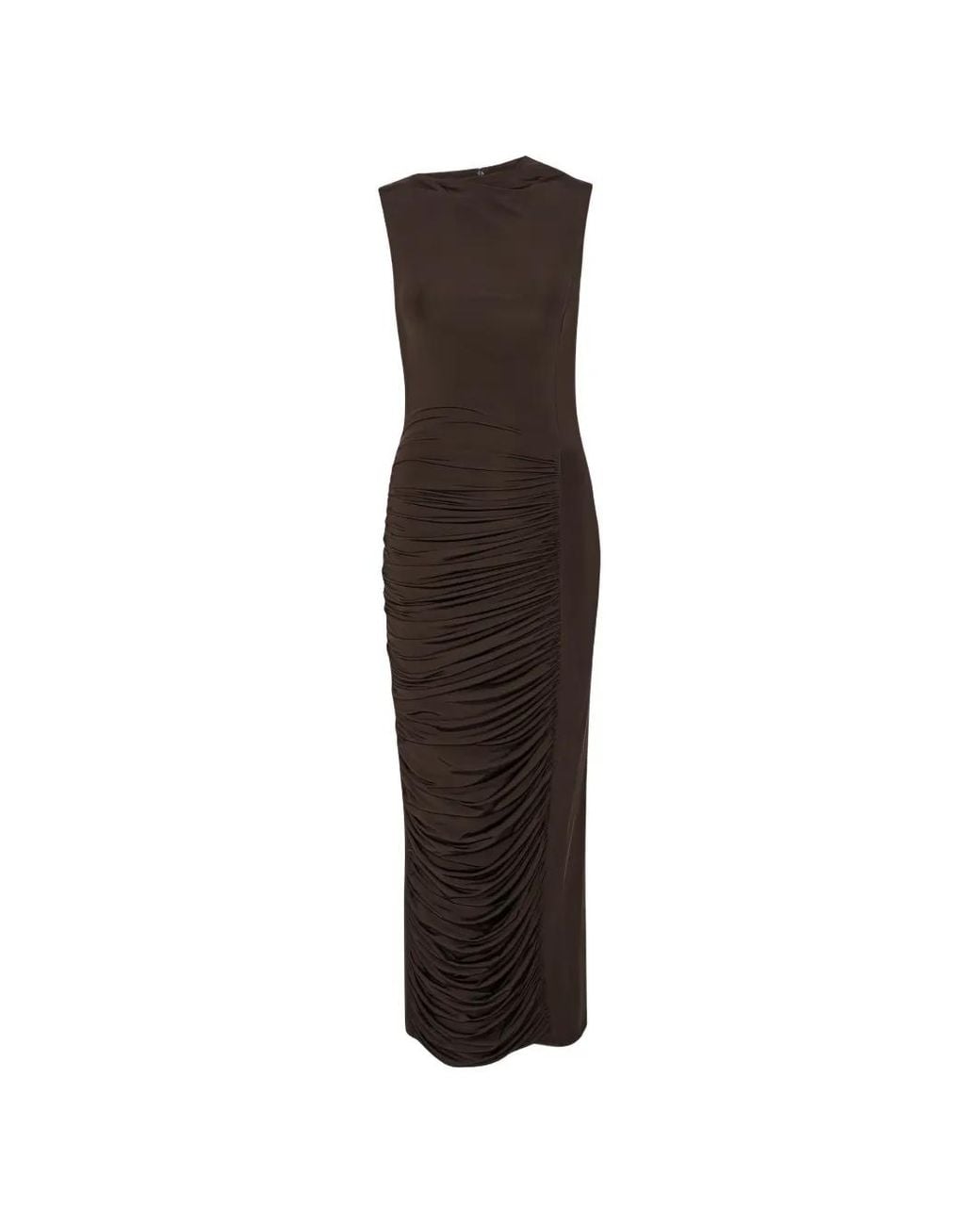 ROTATE BIRGER CHRISTENSEN Brown Asymmetrical Sleeveless Dress