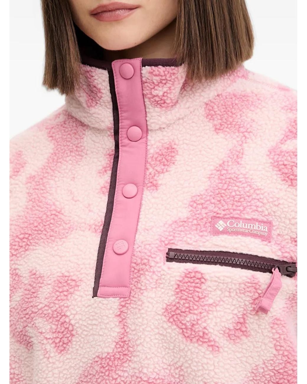 Columbia Pink Flower-Pattern Fleece Sweatshirt