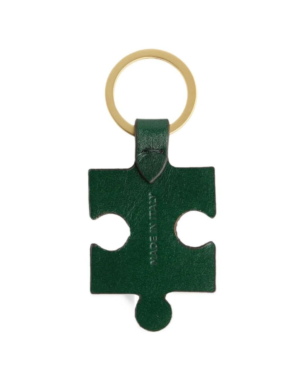 The Bridge Puzzle-Piece Leather Keyring in Green | Lyst