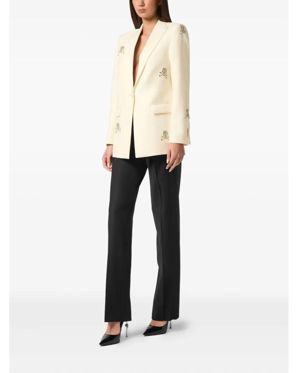 Philipp Plein Natural Skull Strass Blazer