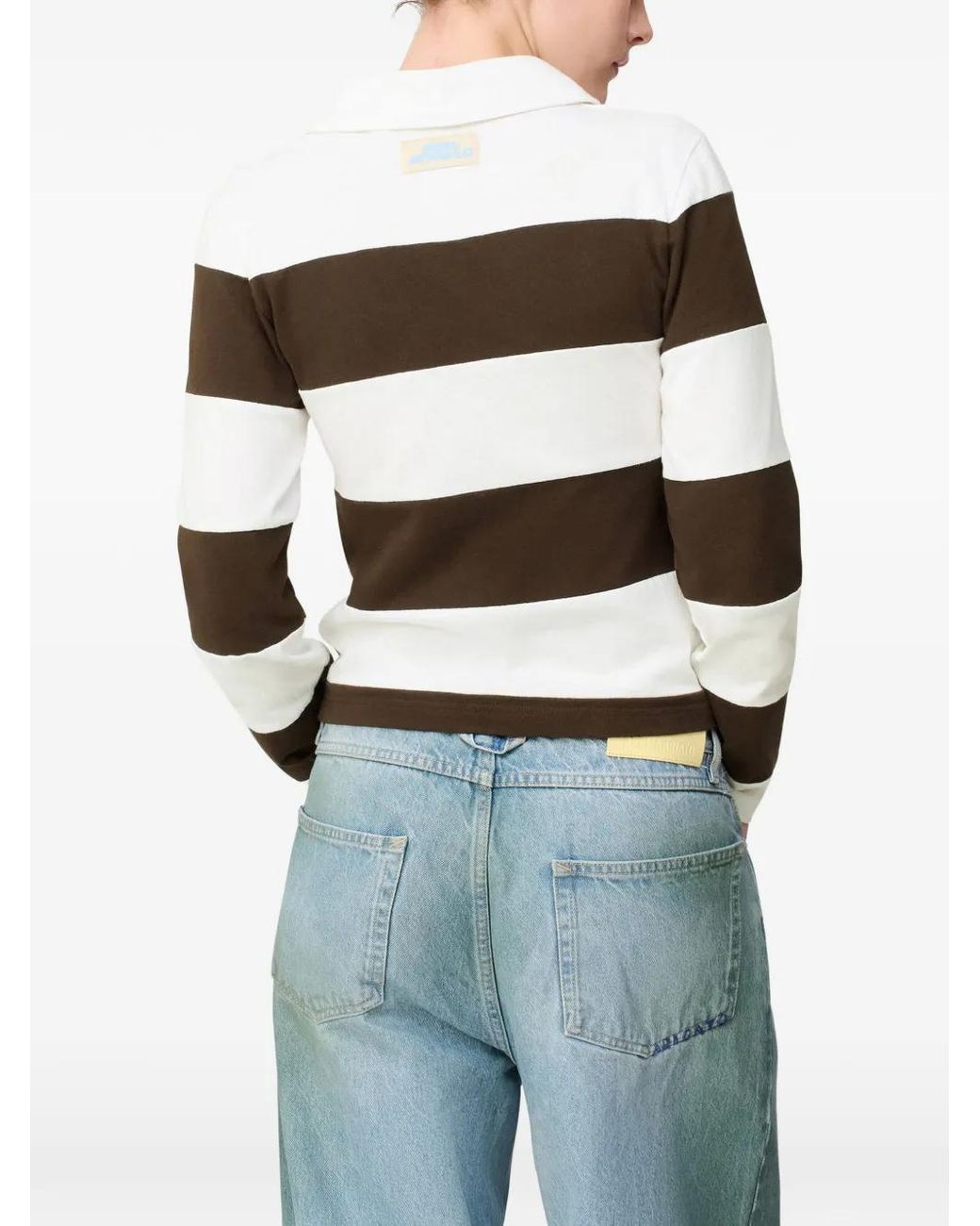 Axel Arigato White Karla Striped-Pattern Polo Top