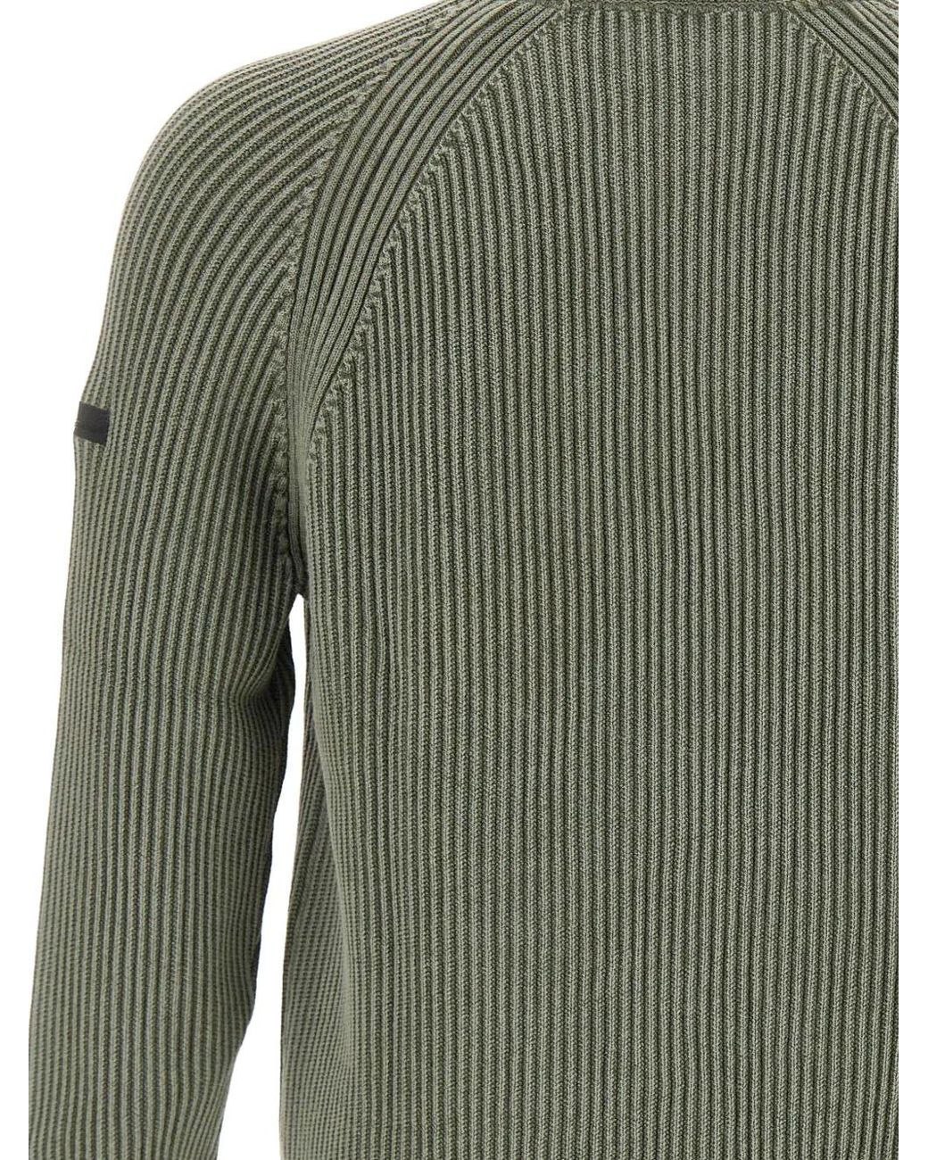 Rrd Green Cotton 7 Techno Wash Half-Zip Rib-Knit Sweater for men