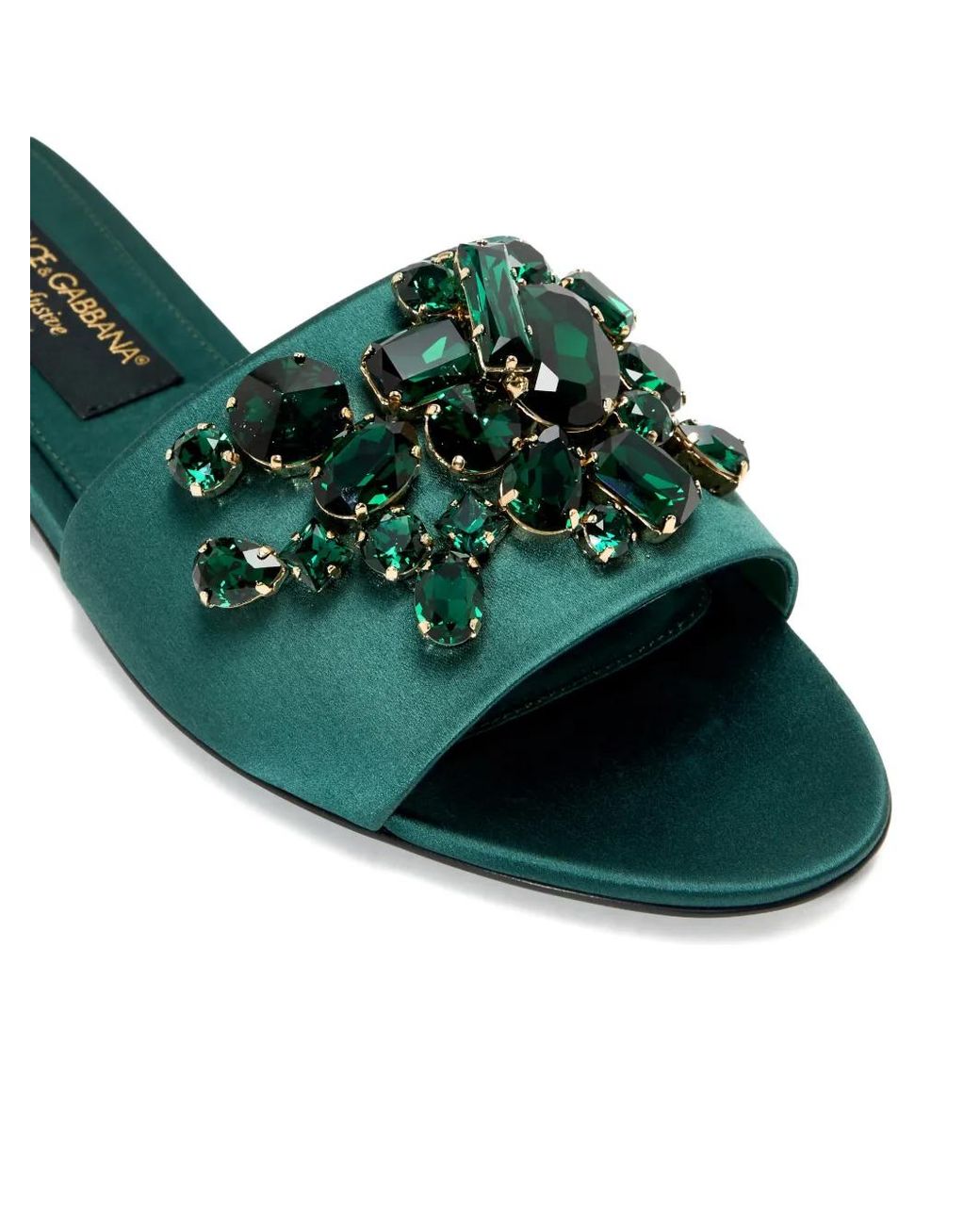 Dolce & Gabbana Green Jewel-Embellished Sandals