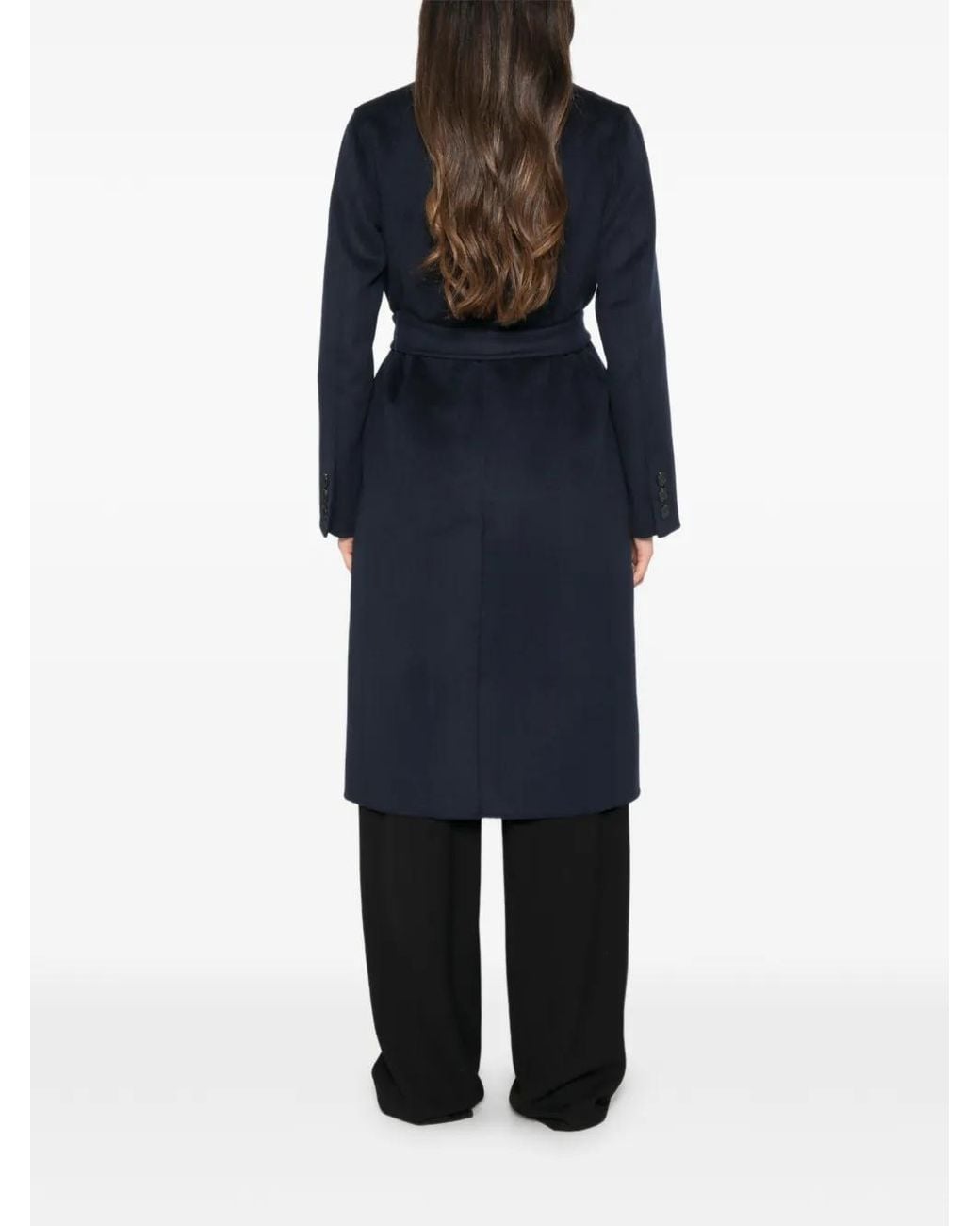 Marella Blue Double-Breasted Belted Coat