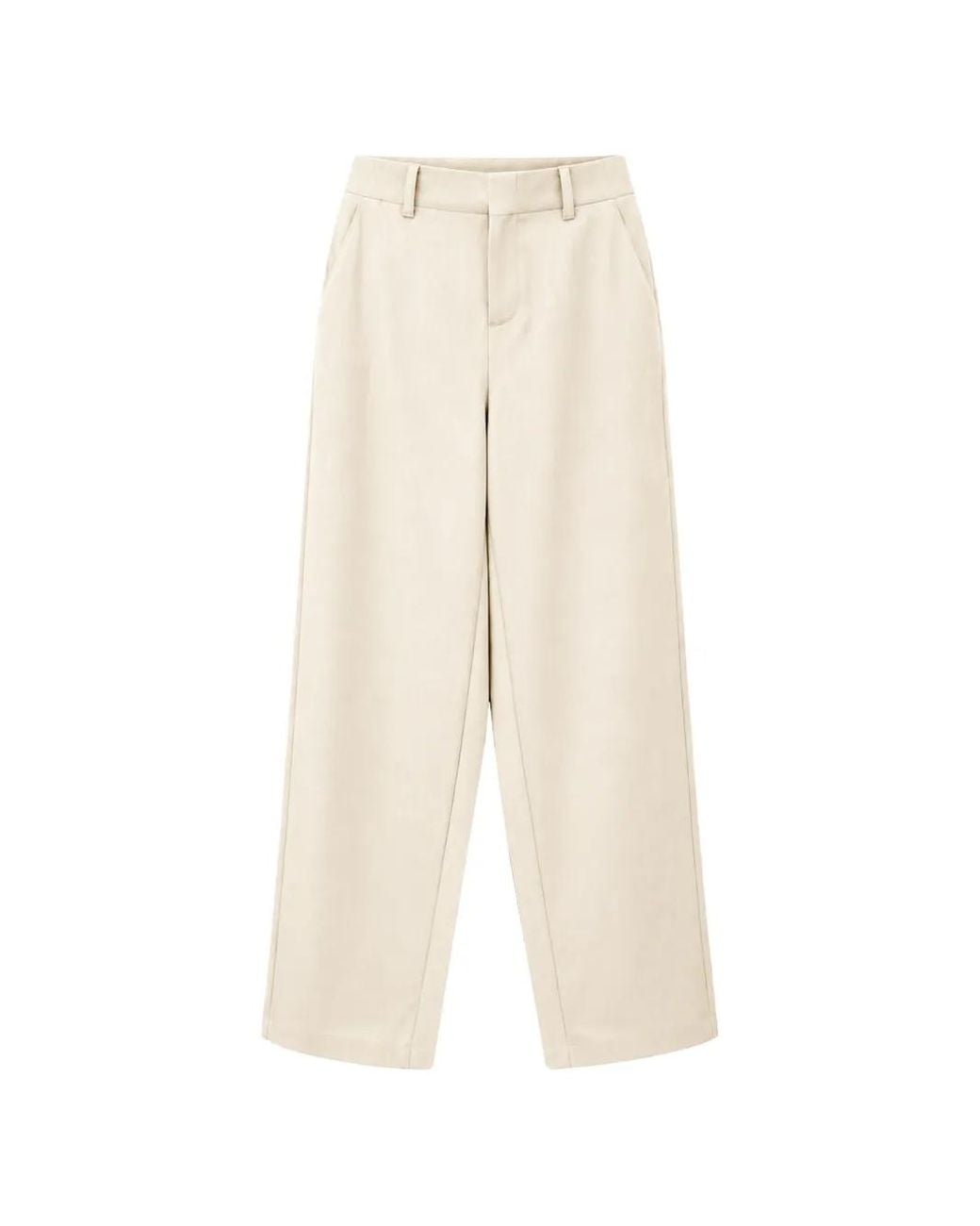 ELEH White Concealed-Fastening High-Waisted Trousers