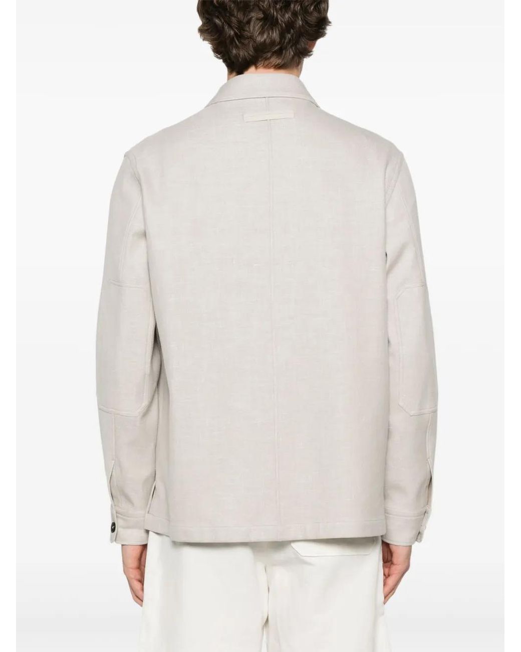 Zegna White Button Down Overshirt for men