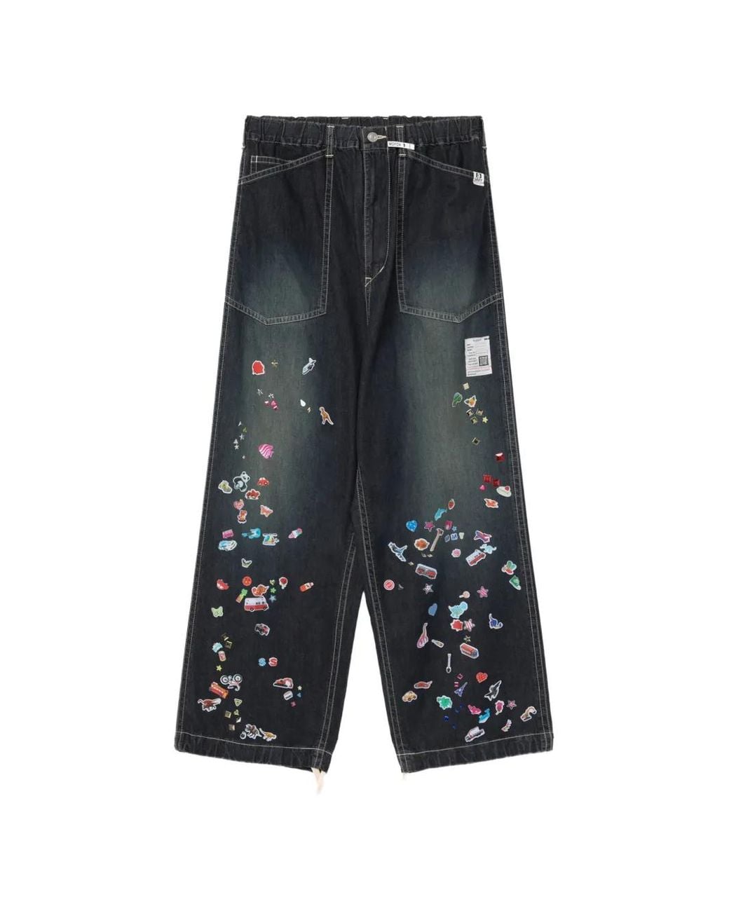 Maison Mihara Yasuhiro Gray Kids Sticker-Printed Baker Denim Pants for men