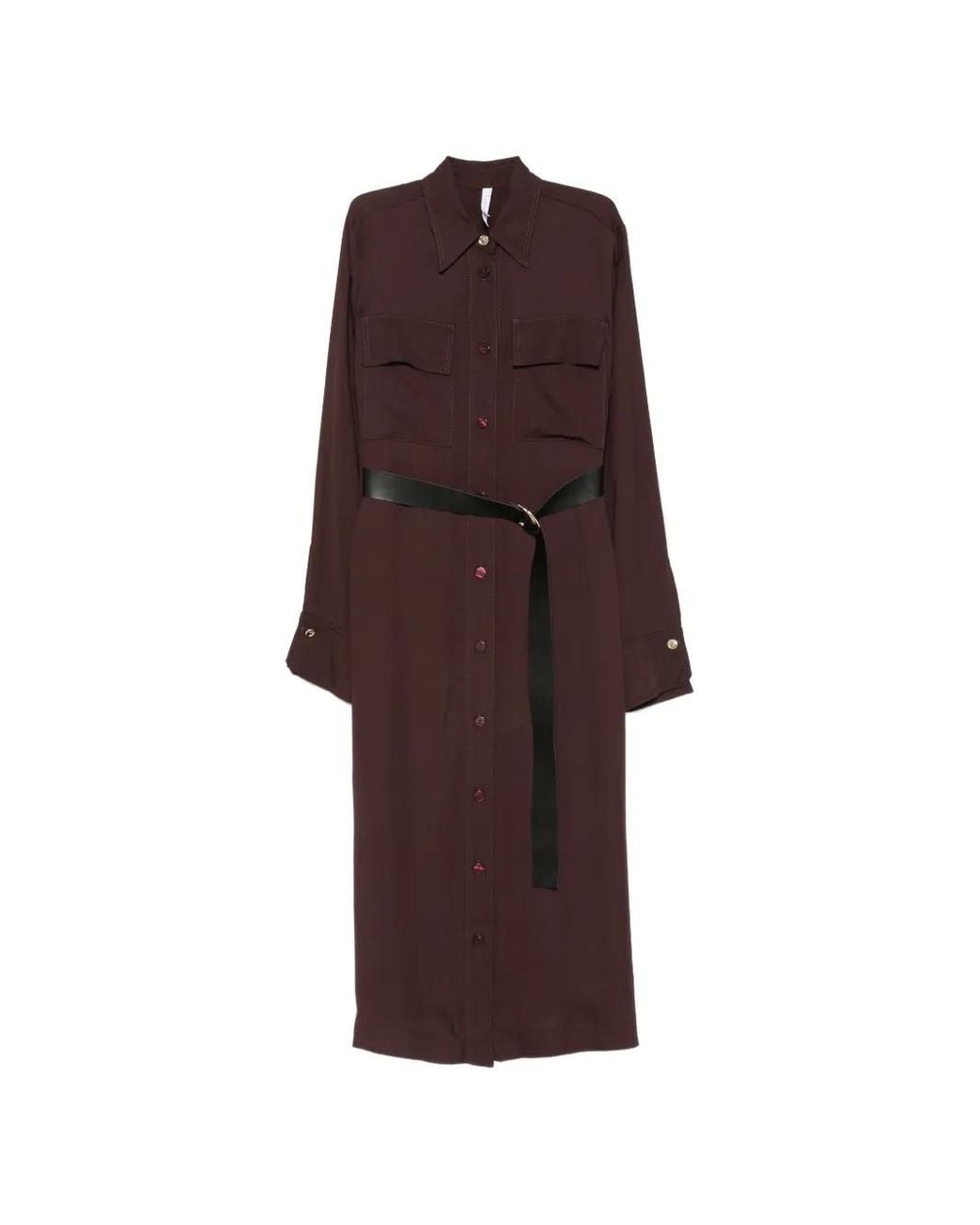 Imperial Purple Belted Button-Front Midi Dress