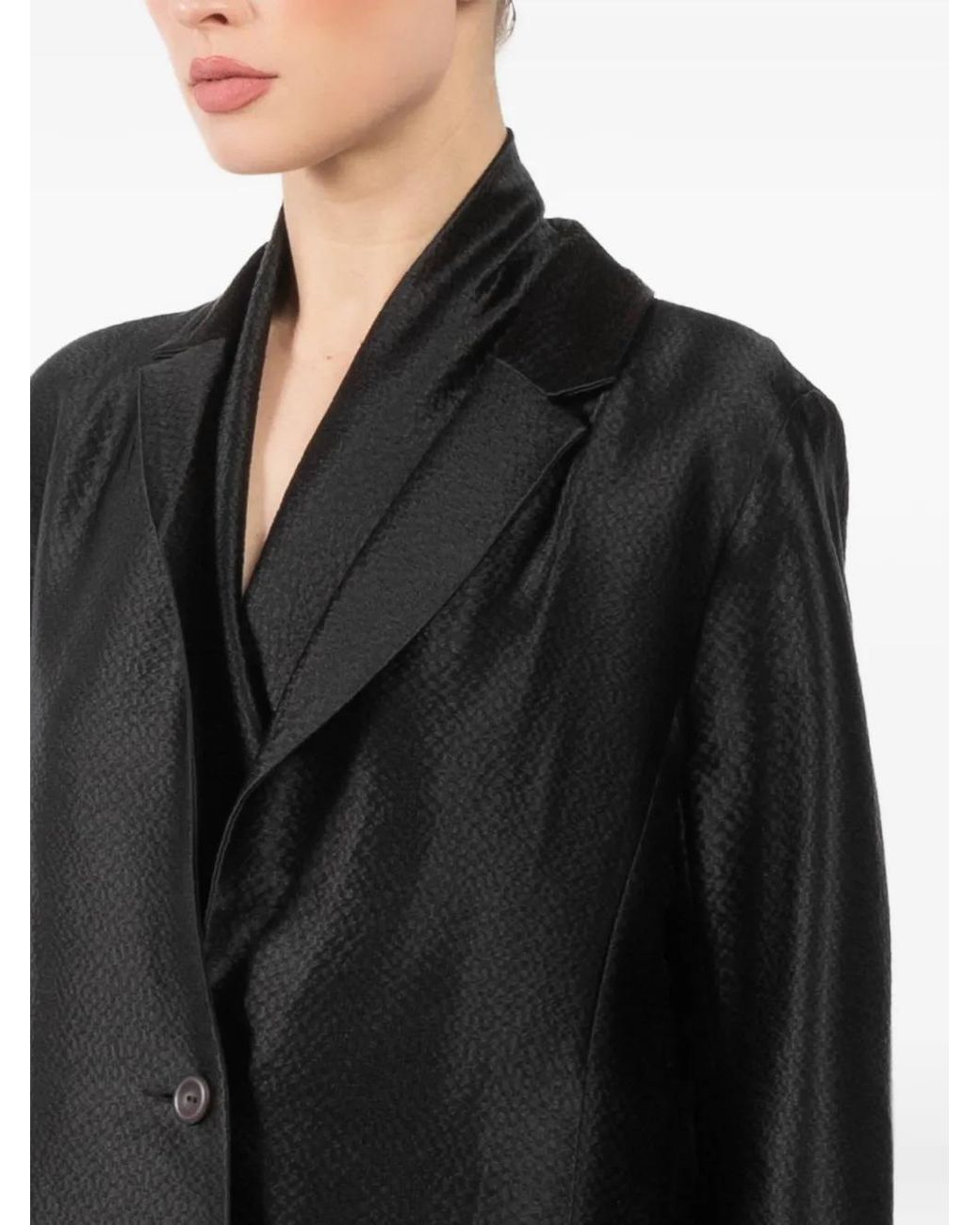 Peter Cohen Black Silk Single-Breasted Blazer