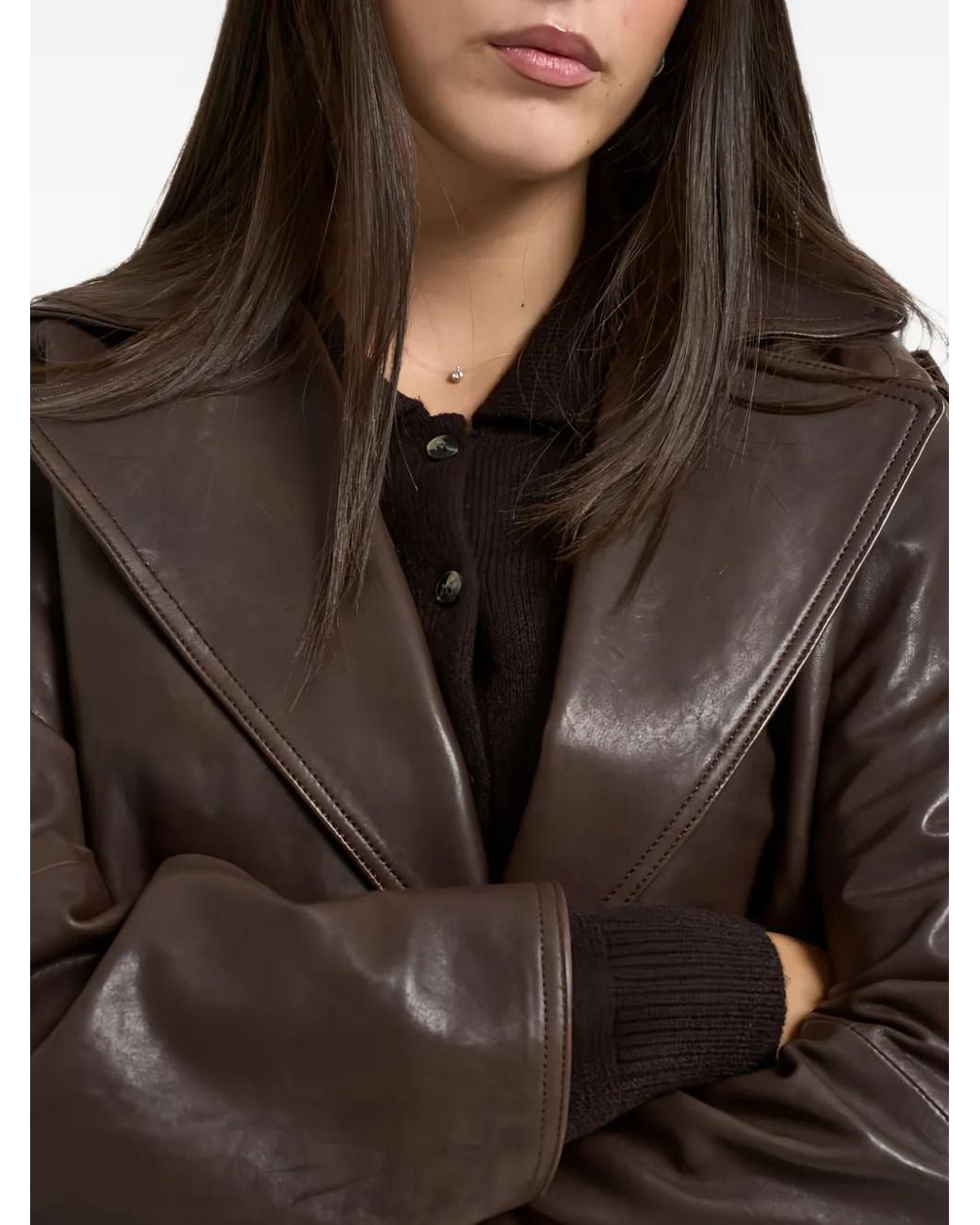 Weekend by Maxmara Black Felino Double-Breasted Leather Jacket