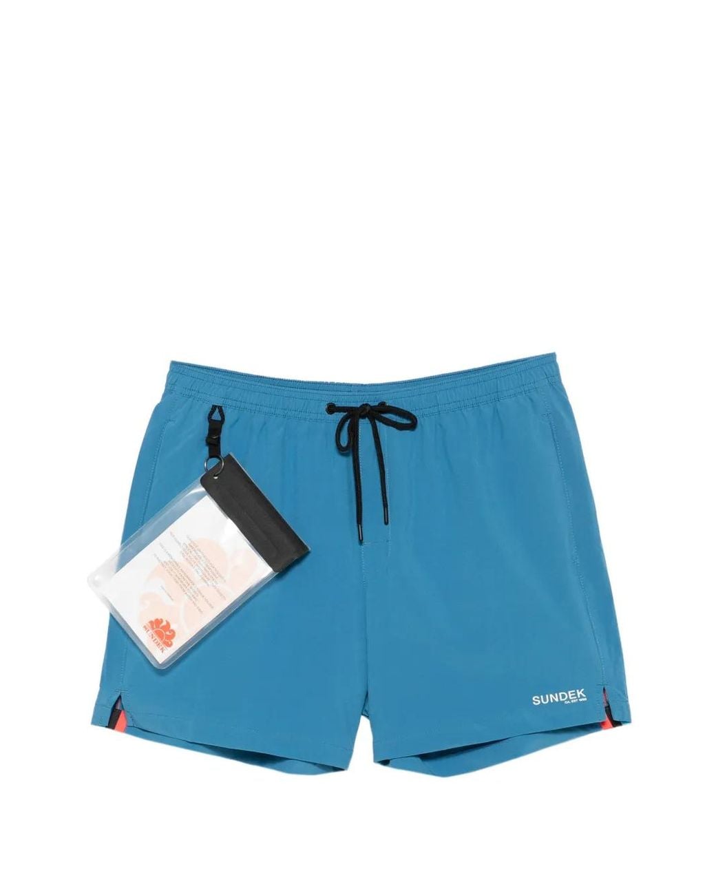 Sundek Blue Logo-Print Swim Shorts for men