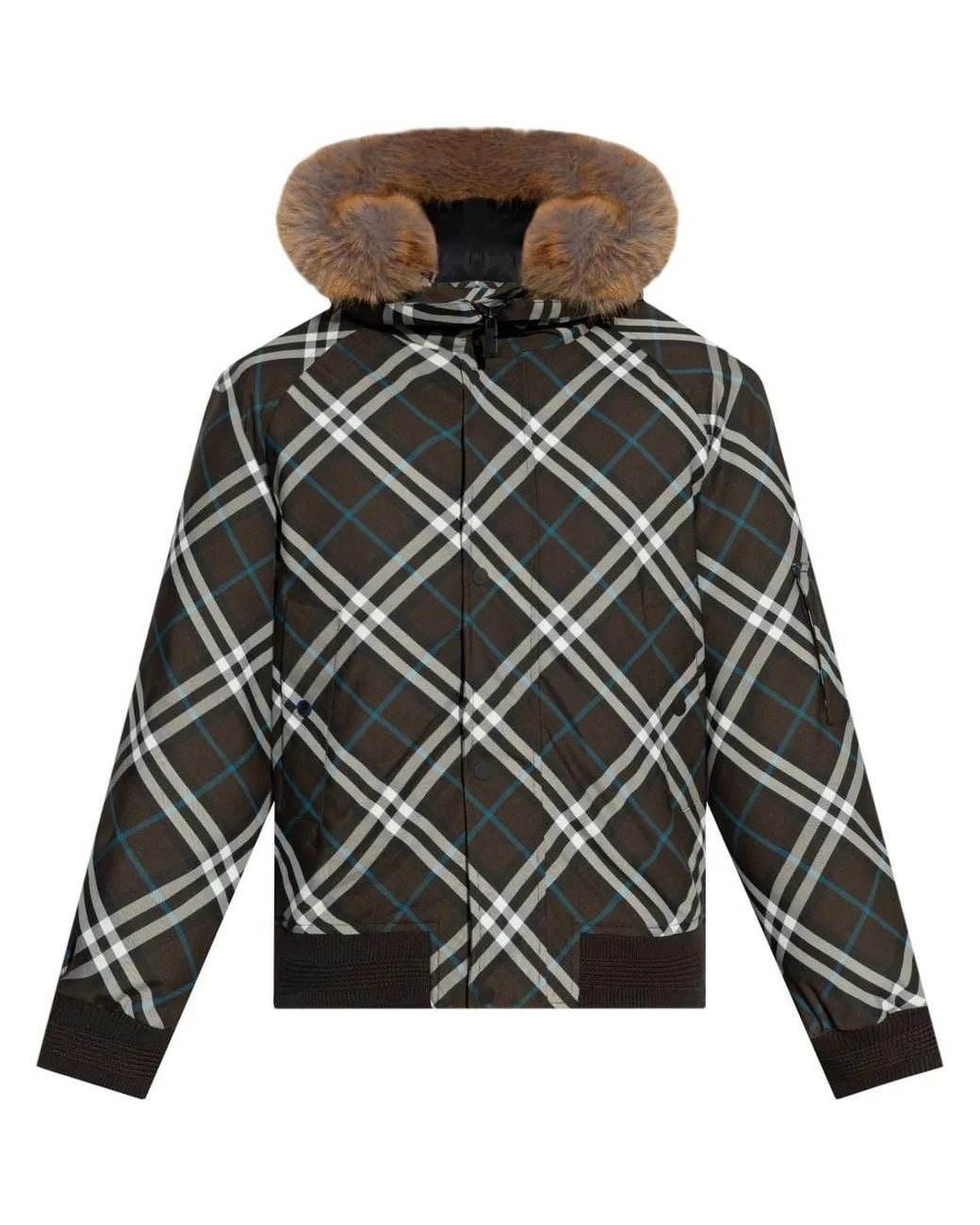 Burberry Gray Checked Padded Jacket for men