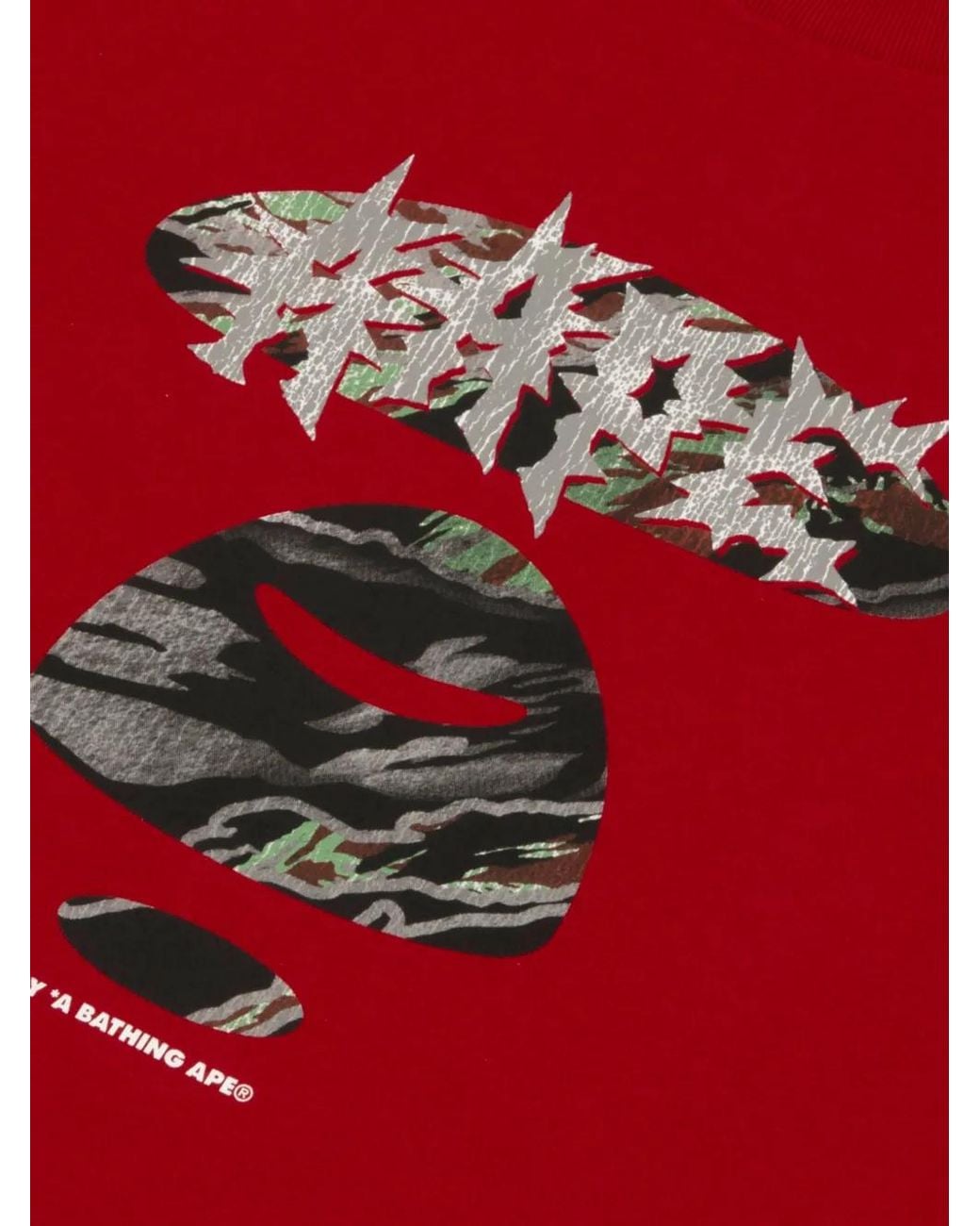 Aape By A Bathing Ape Red Moonface-Print Graphic-Print T-Shirt for men