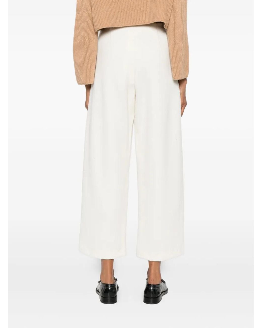 Max Mara White Cropped Palazzo Trousers