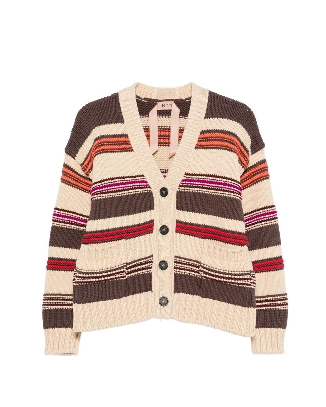 N°21 Red Striped-Pattern Cardigan