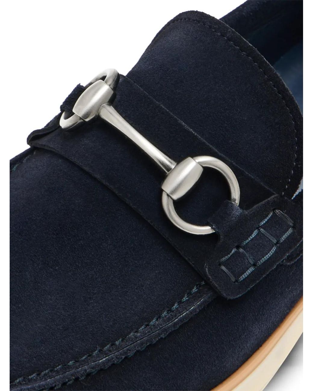 Magnanni Shoes Blue Topstitched Suede Loafers for men
