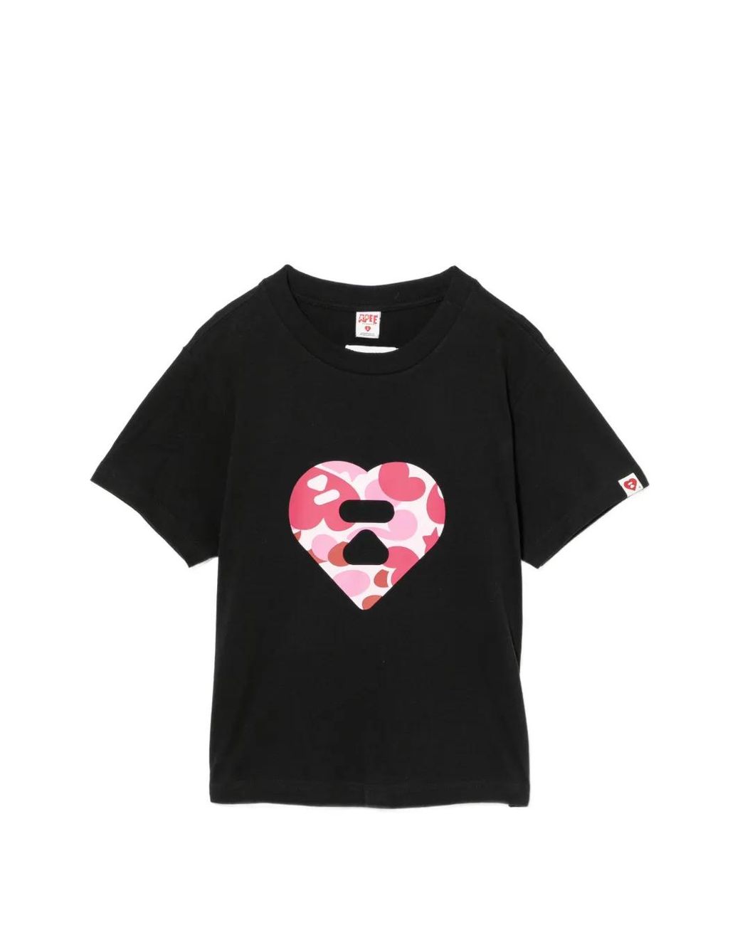 AAPE BY A BATHING AP Black Heart-Printed T-Shirt
