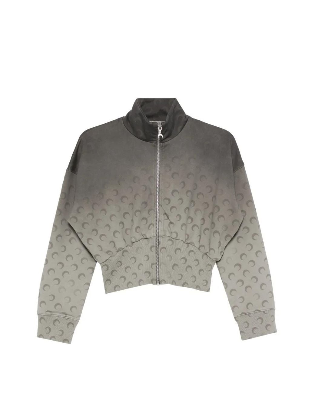 MARINE SERRE Gray Faded Moon Zipped Sweatshirt