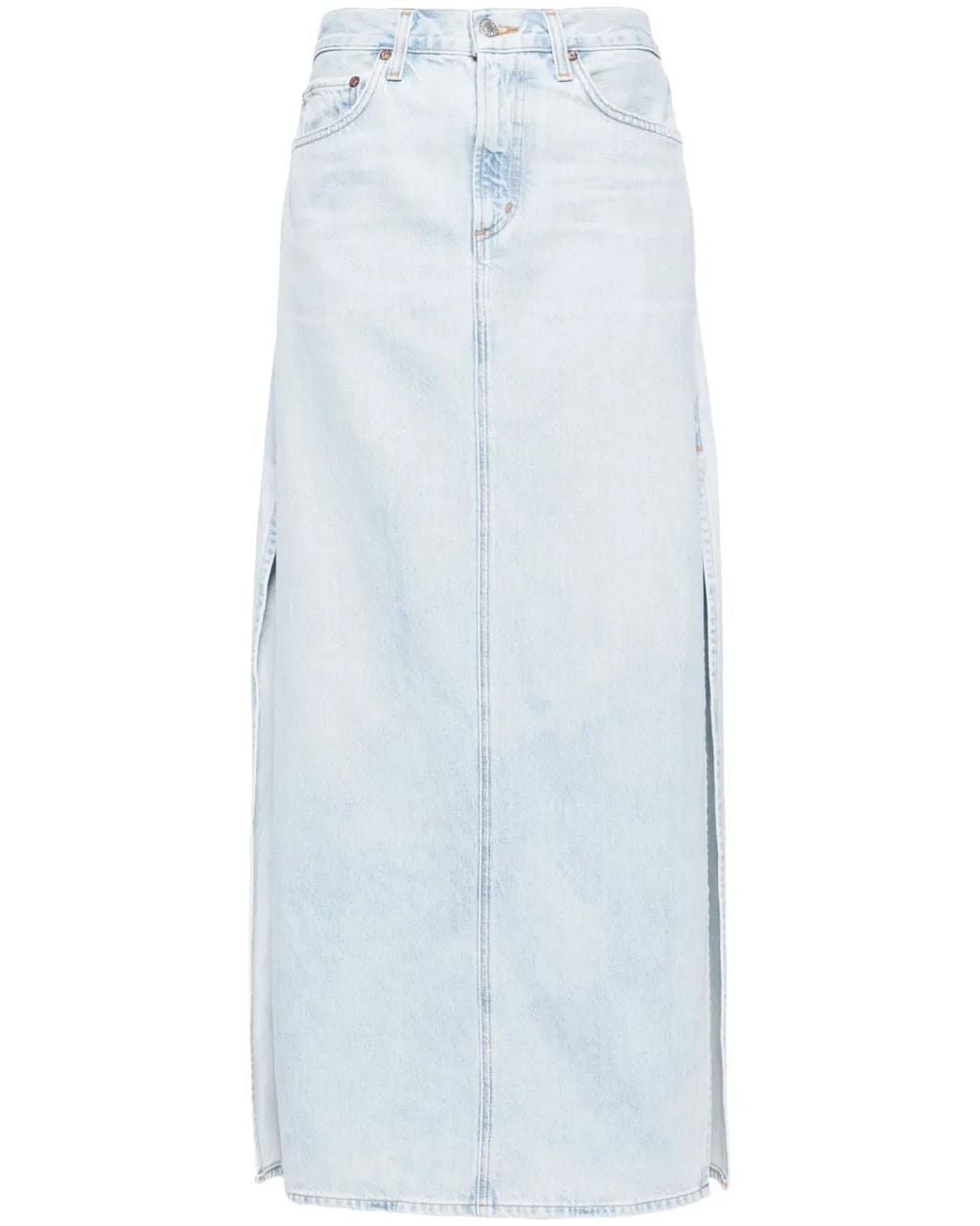 Agolde Blue Astrid Denim Maxi Skirt