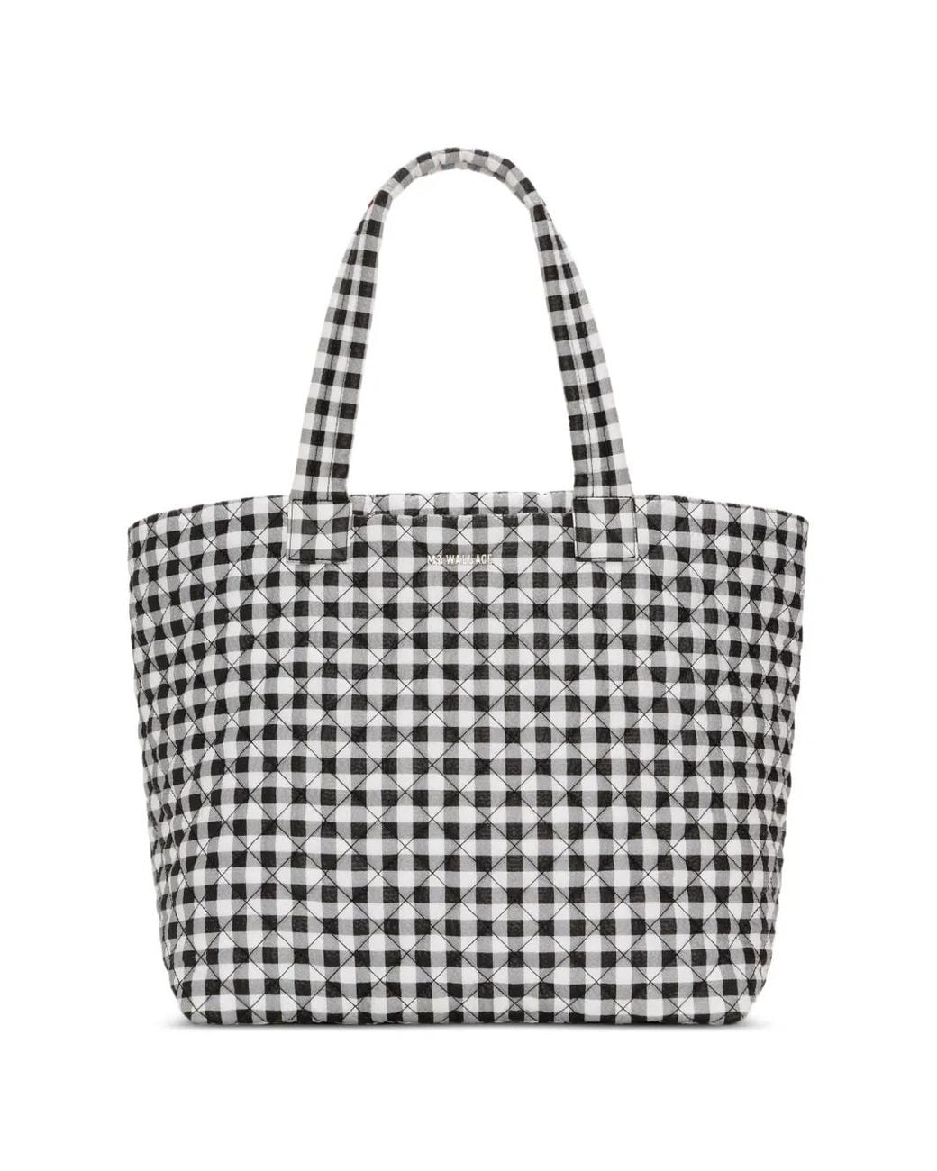 MZ Wallace Black Large Metro Deluxe Gingham Quilted Tote Bag