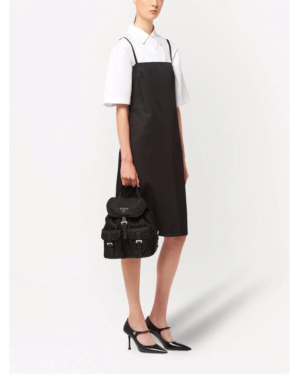 Prada Black Logo-plaque Recycled-nylon Backpack