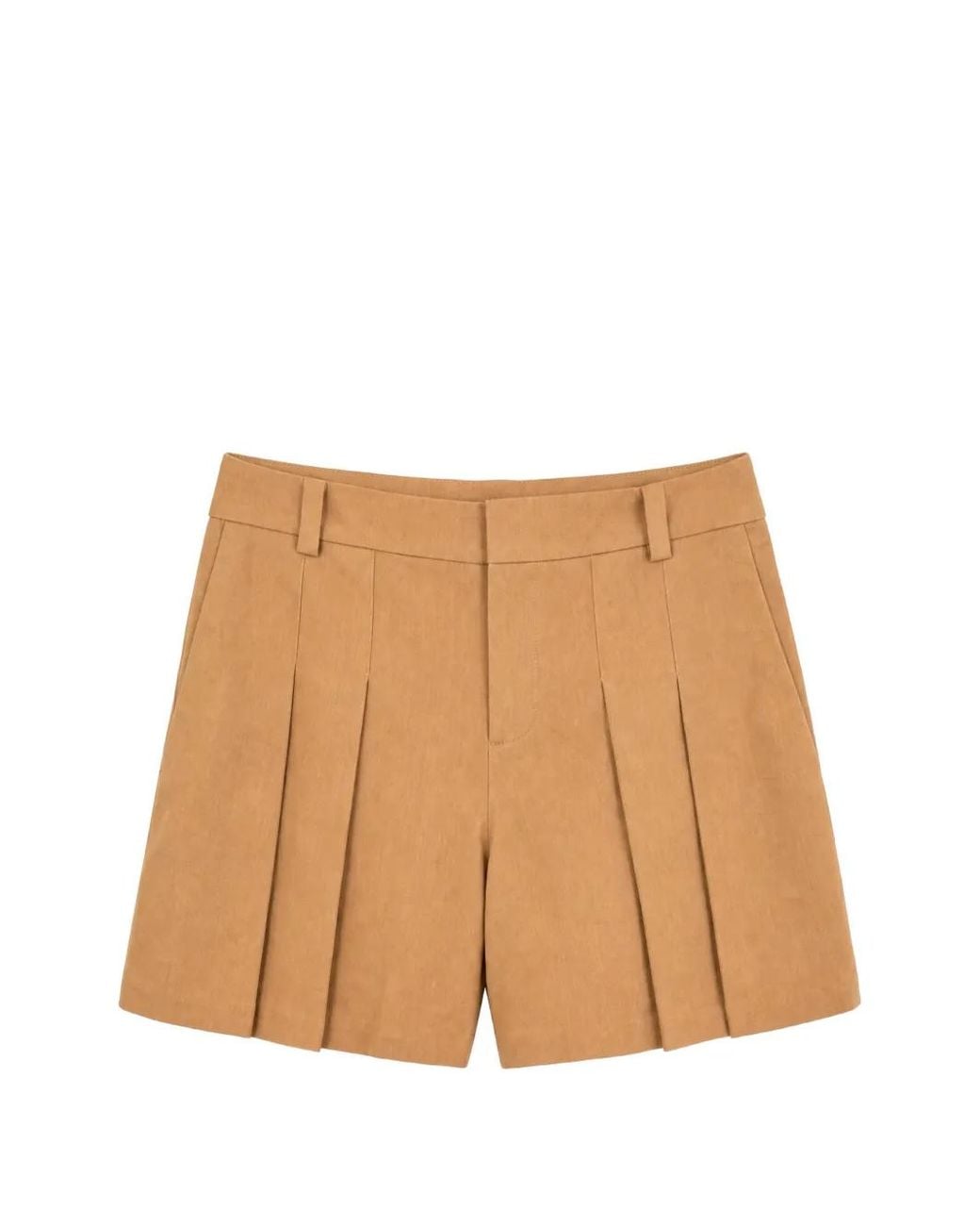 Alice + Olivia Natural Blaire Pleated Tailored Shorts