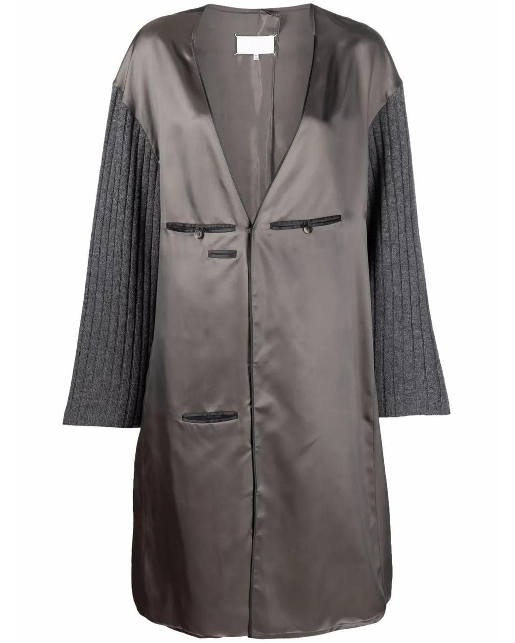 Maison Margiela Gray Contrasting-Sleeves V-Neck Dress