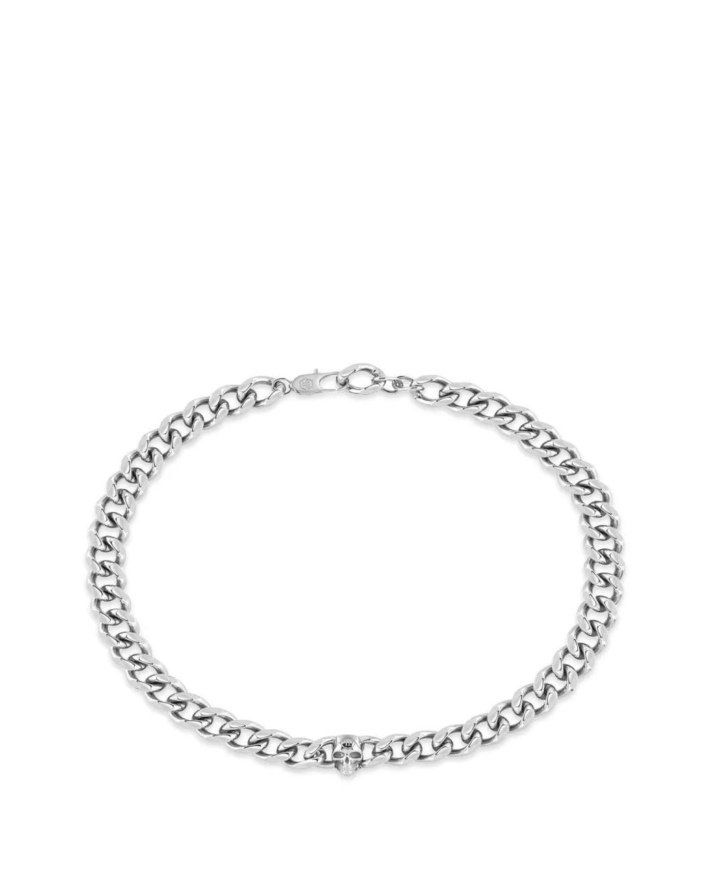 Philipp Plein Metallic Icon Chain Skull Necklace for men