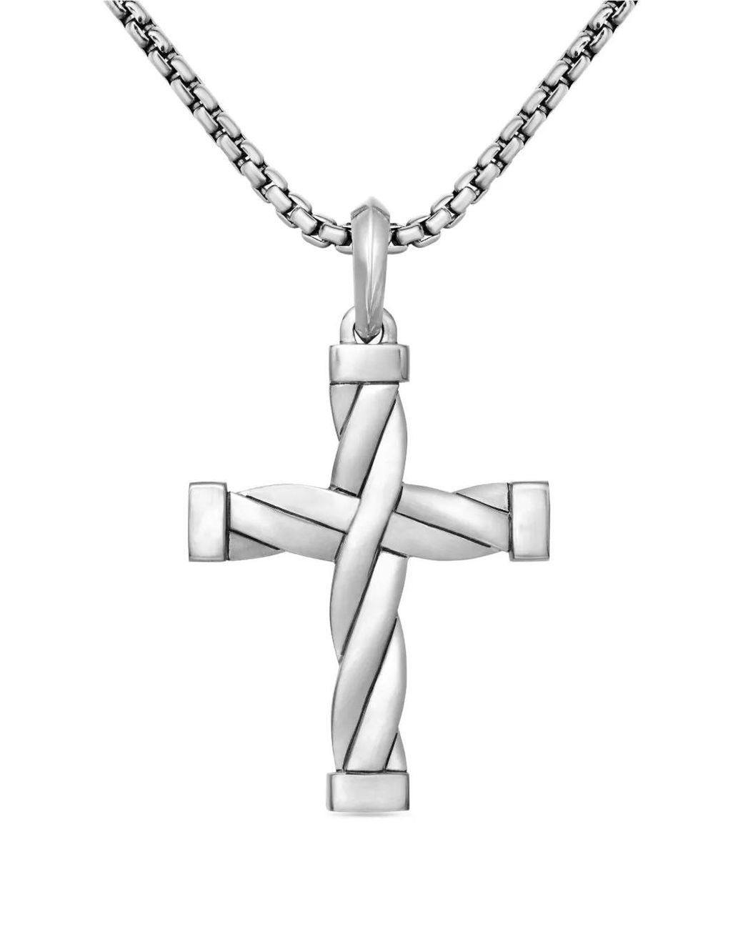 David Yurman White Sterling Dy Helios Cross Pendant (48Mm) for men