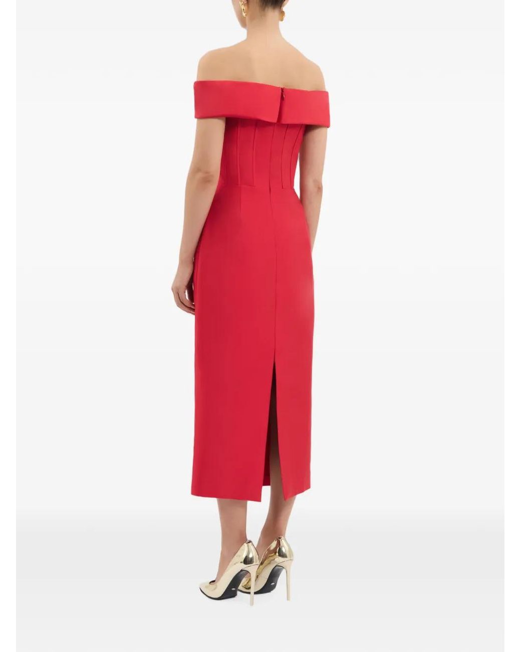 Rebecca Vallance Red Esmerald Midi Dress