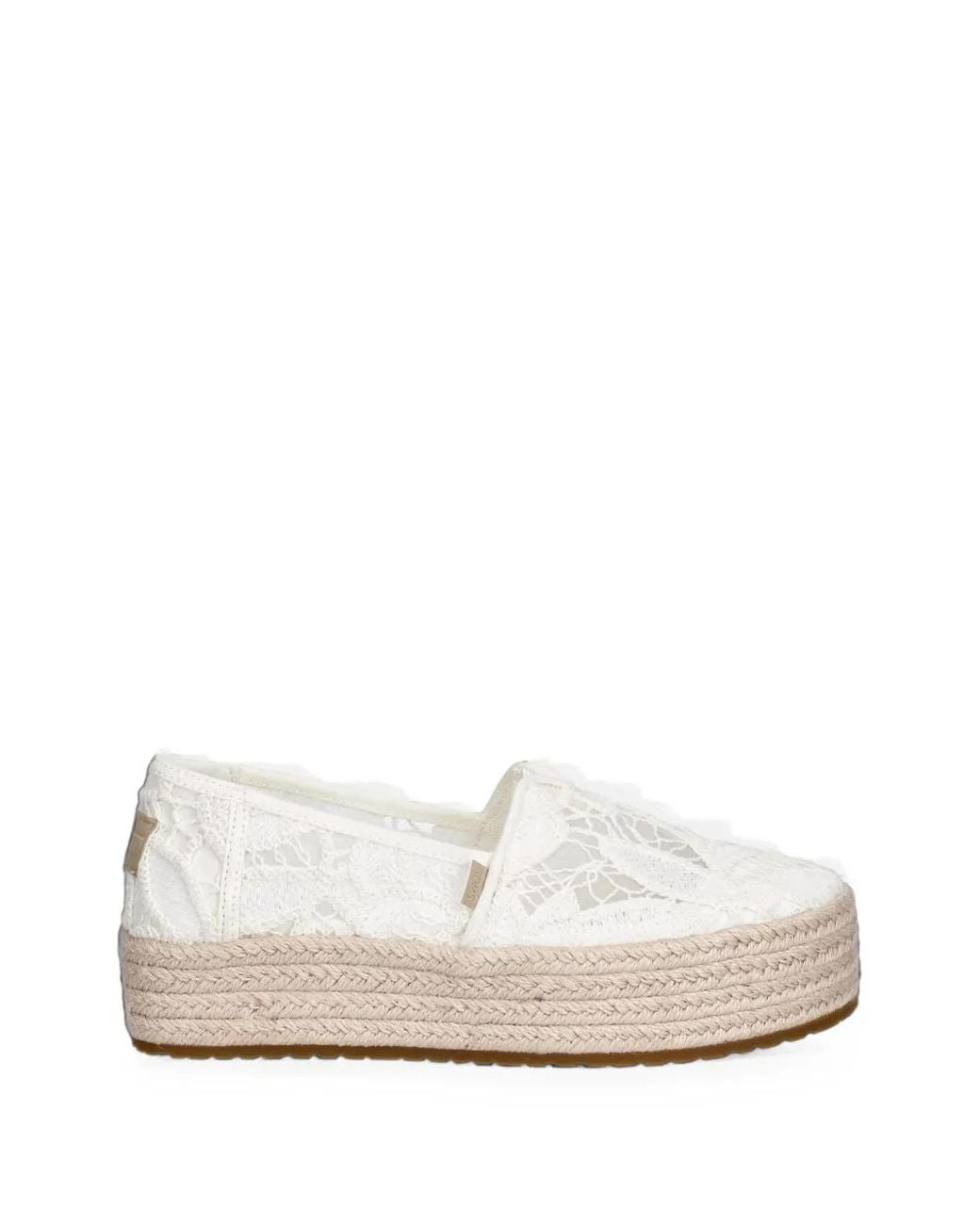 TOMS White Lace-Embroidered Platform Espadrilles